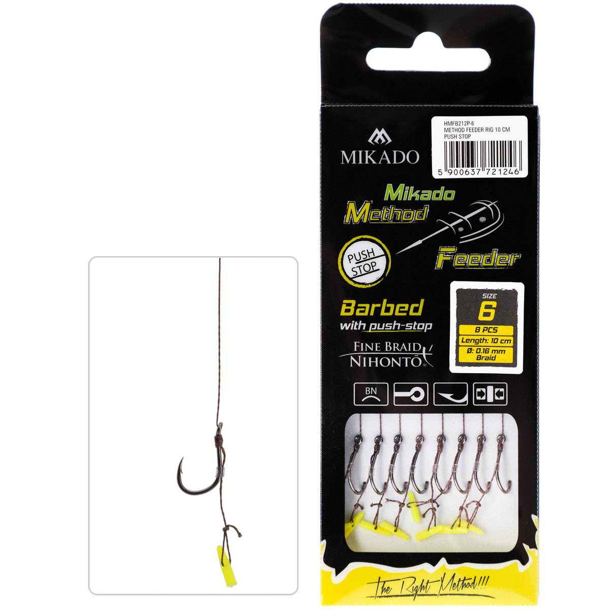 Mikado With Push Stop Hook With Barb - n&#176; 10  /  braided lines: 0.12mm / 10 cm