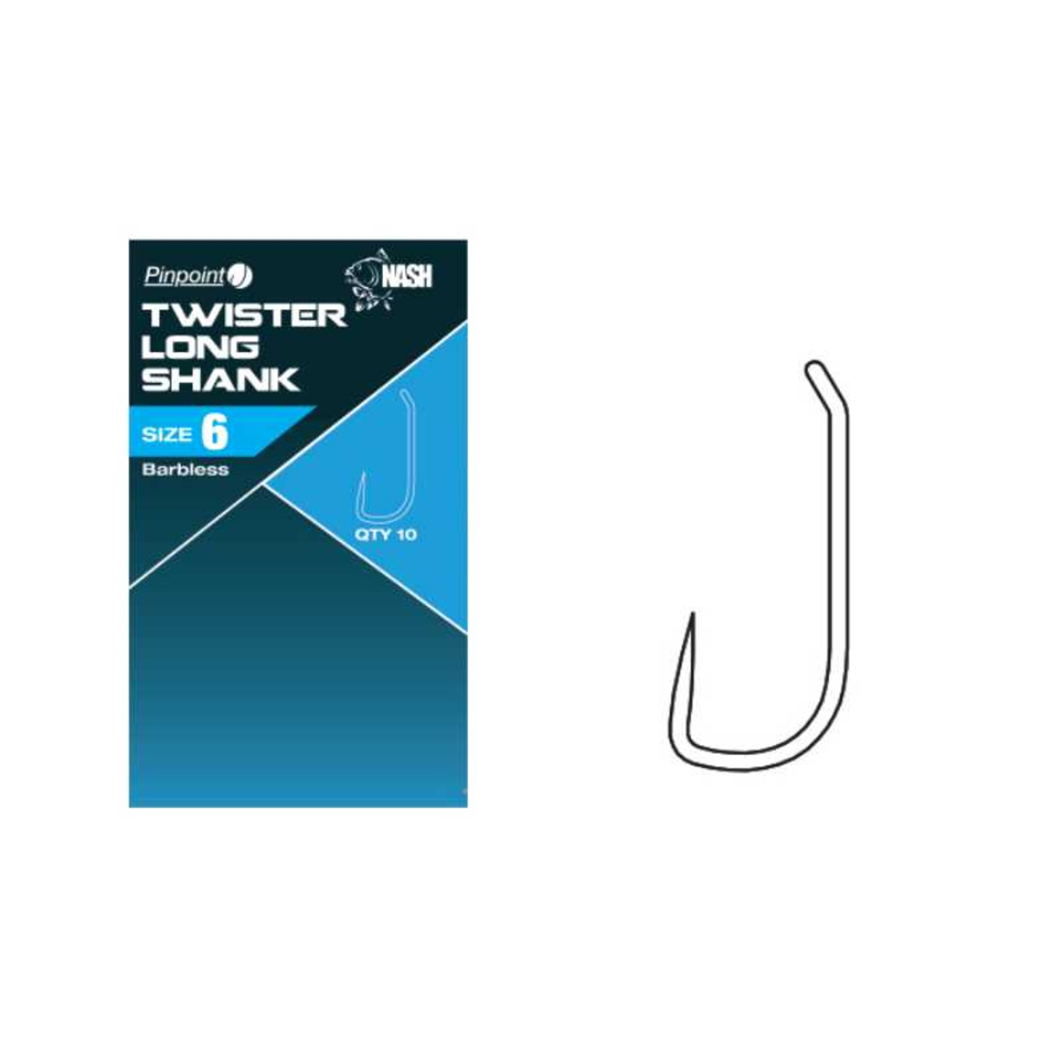 Nash Twister Long Shank - Size 6 Barbless