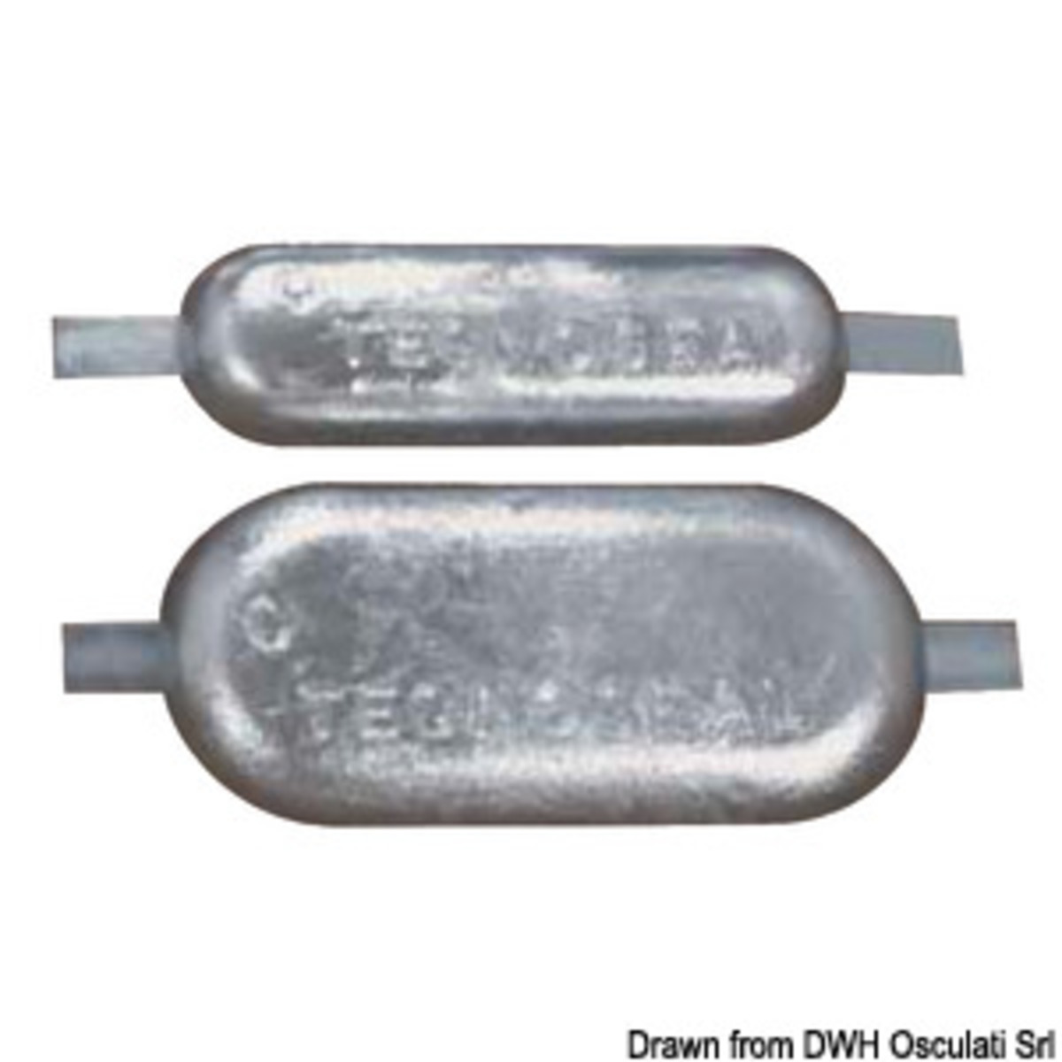 Osculati Rectangular Anodes With Insert - Oval anode w/insert 300x80x40 mm