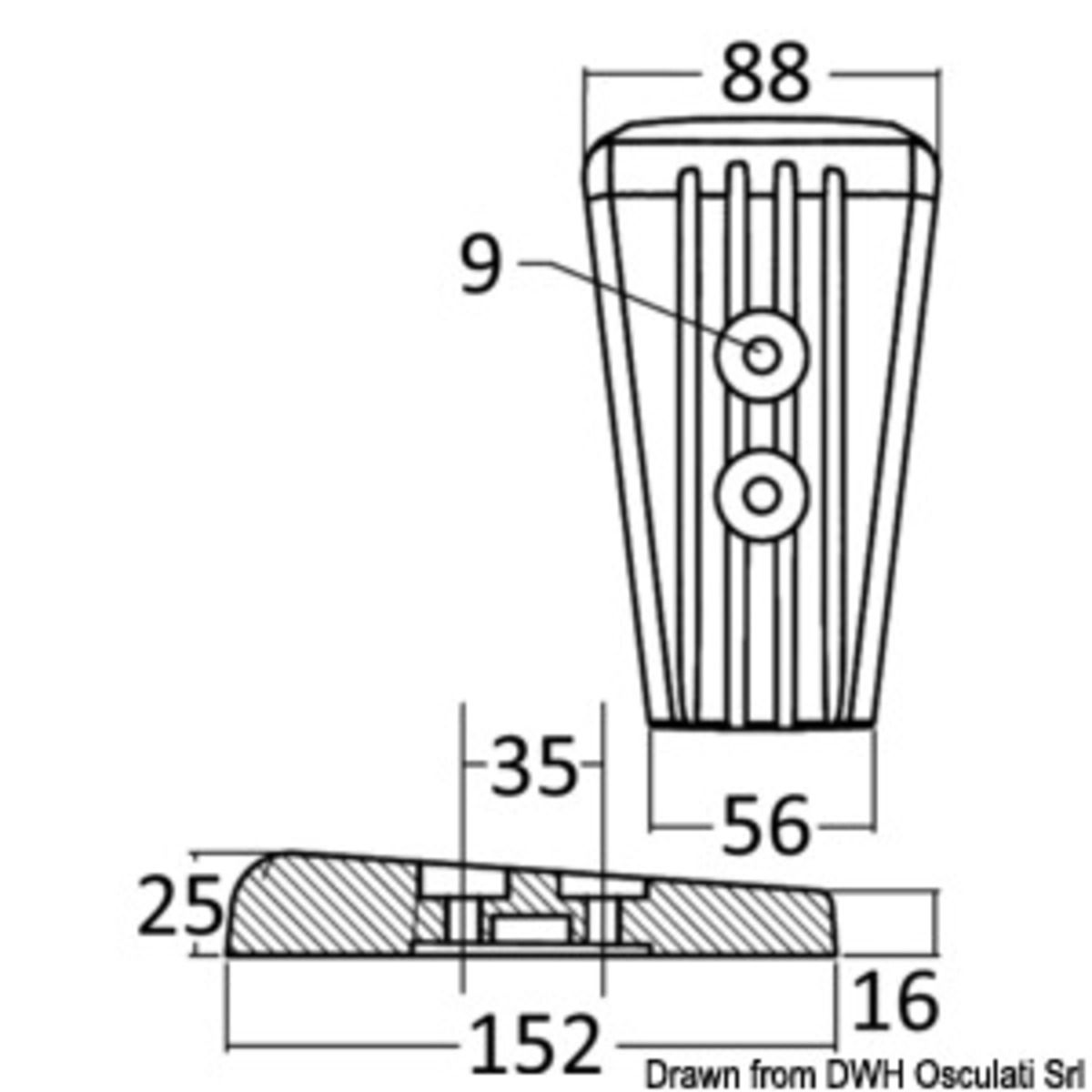 Geküsste Anode, linker Fuß/dps - Volvo DPR-DPH Aluminiumanode