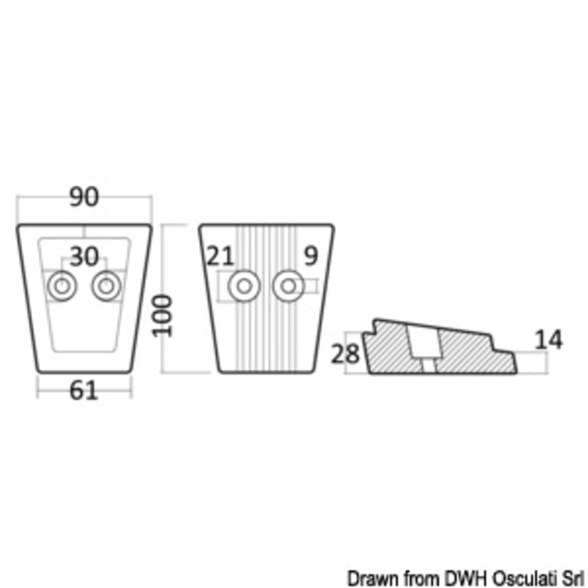 Geküsste Anode, linker Fuß/dps - Volvo SX/DPS-Fuß aus Aluminiumanode