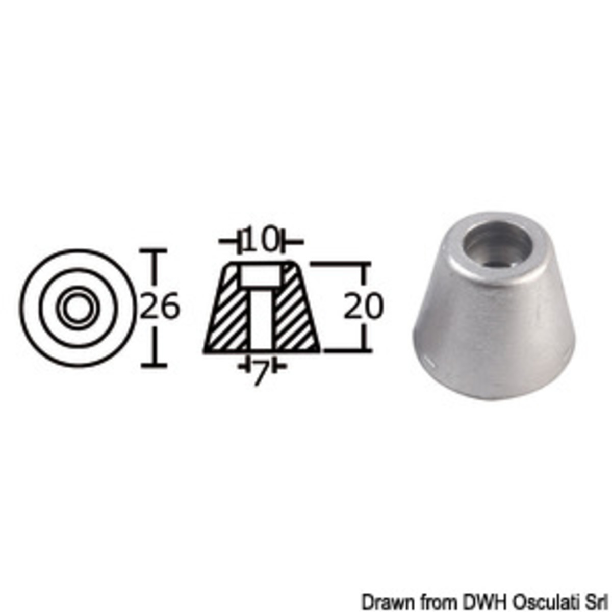 Osculati Ersatzanode Bug-/Heckpropeller für Side-Power (Sleipner) - Anode ric. alle. rif.orig. 61180