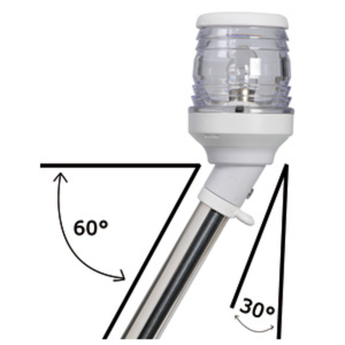 Osculati Telescopic Angled Pole With Flag Eyelets - 360° led pole w/30° white light 60 cm