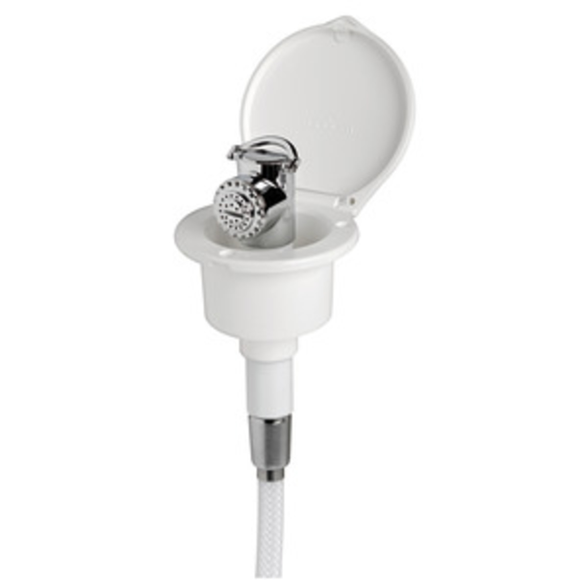 Osculati Elegant Deck Shower With Mizar Push-button Shower Head - Elegant shower box white finish PVC hose 2.5 m Flat mounting