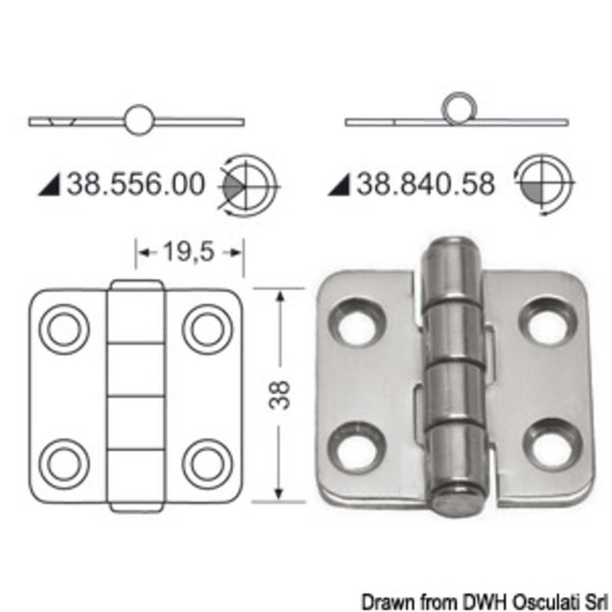 Charnière embrassée 2 mm - Charnière en acier inoxydable