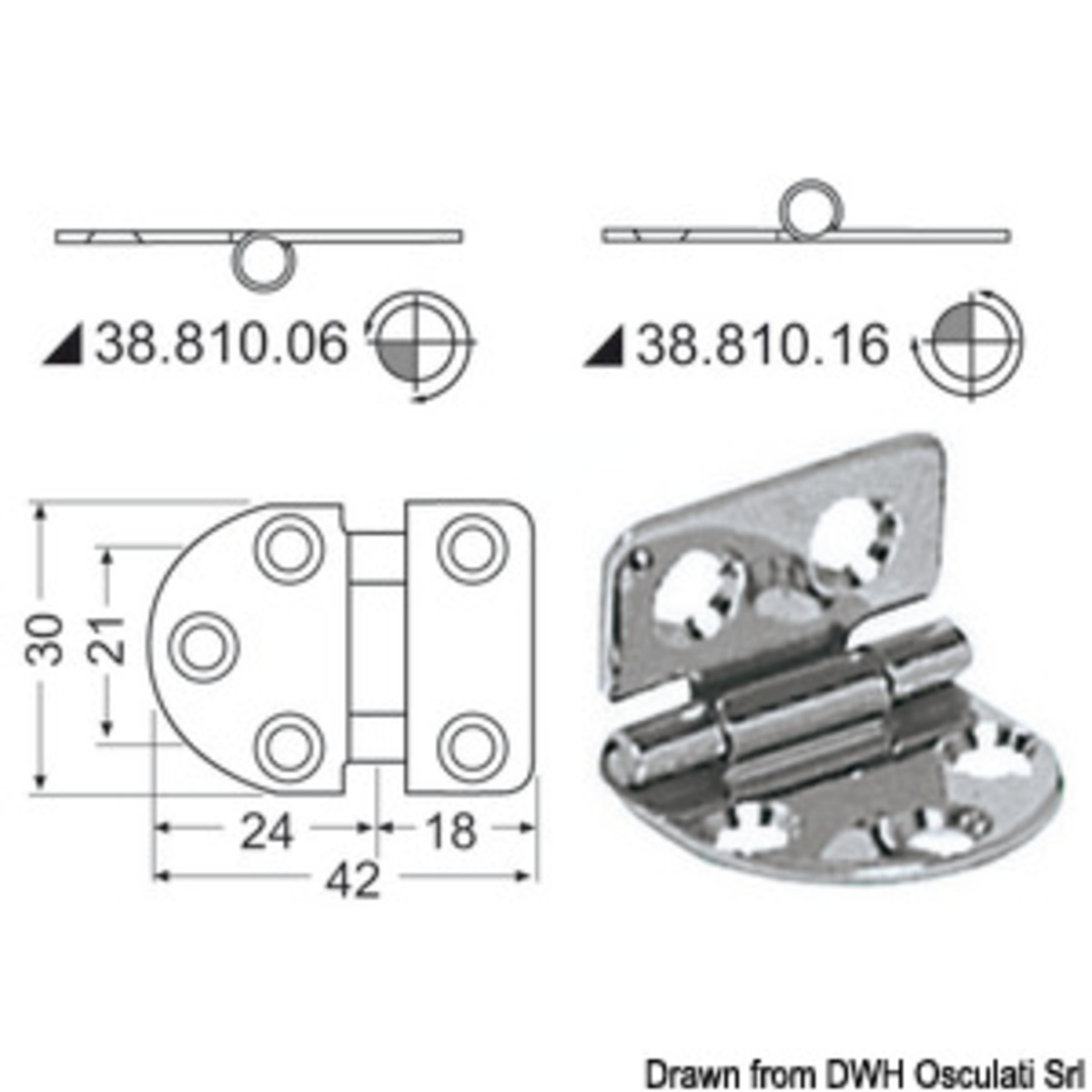 Charnière embrassée 2 mm - Charnière en acier inoxydable