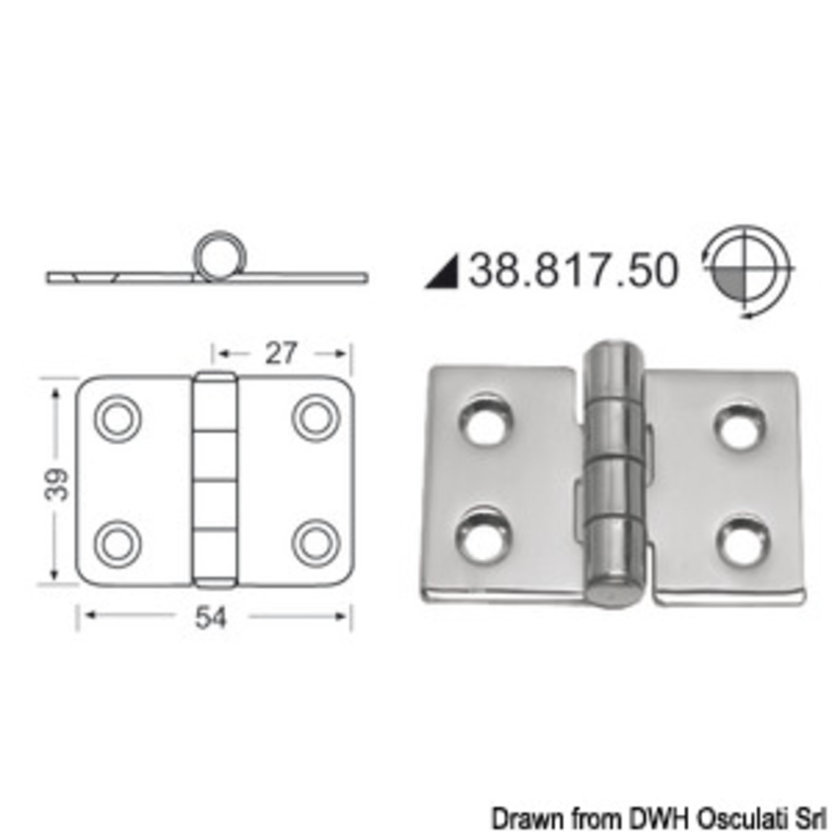 Charnière embrassée 2 mm - Fermeture éclair de 2 mm