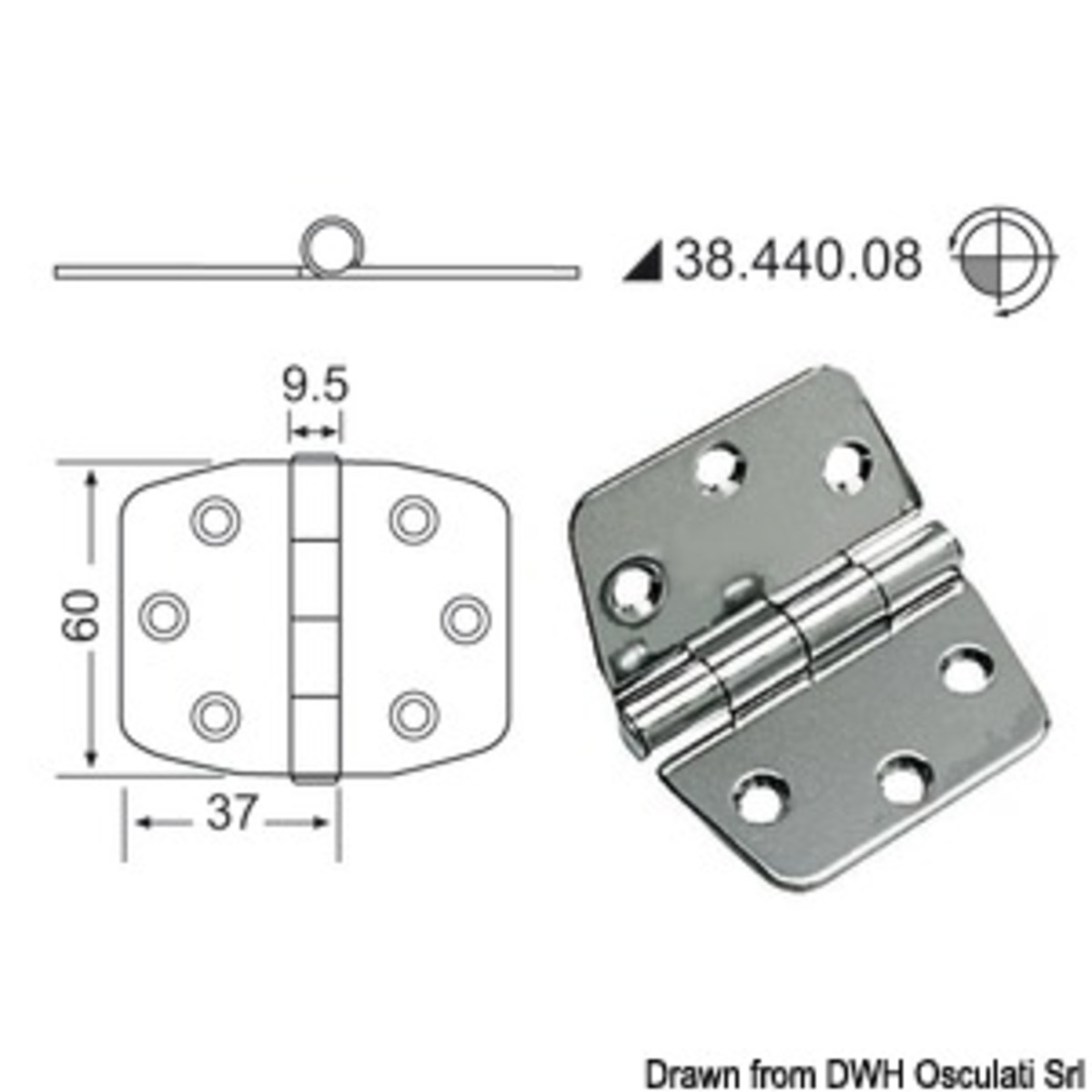 Charnière embrassée 2 mm - Fermeture éclair de 2 mm