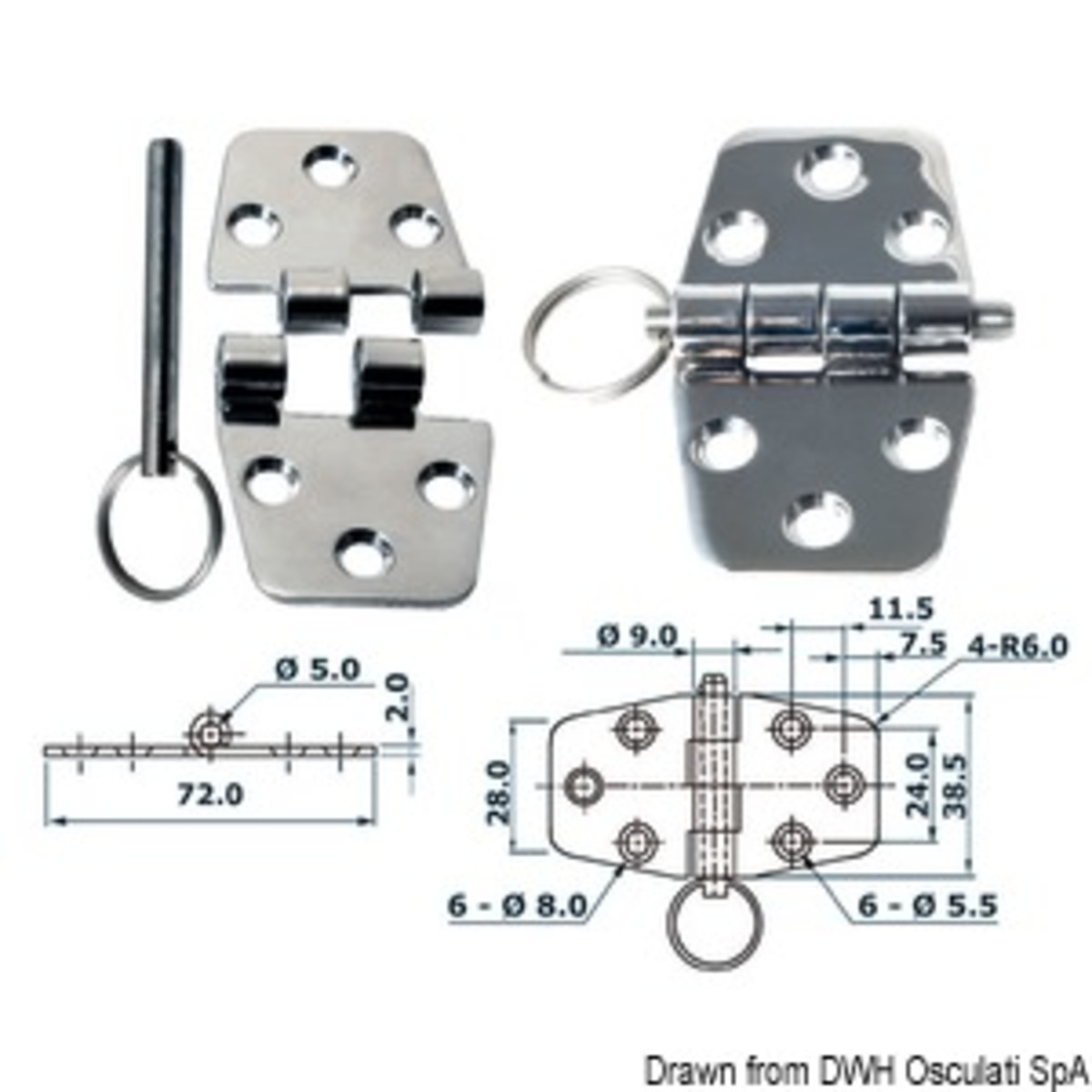 Charnière embrassée 2 mm - Fermeture éclair de 2 mm