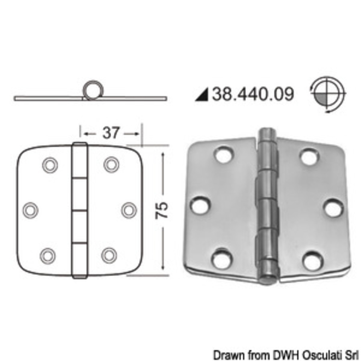 Charnière embrassée 2 mm - Fermeture éclair de 2 mm