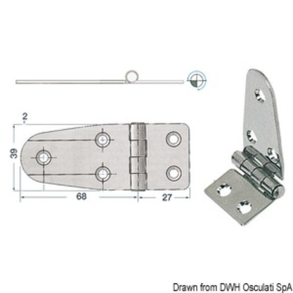 Charnière embrassée 2 mm - Fermeture éclair de 2 mm