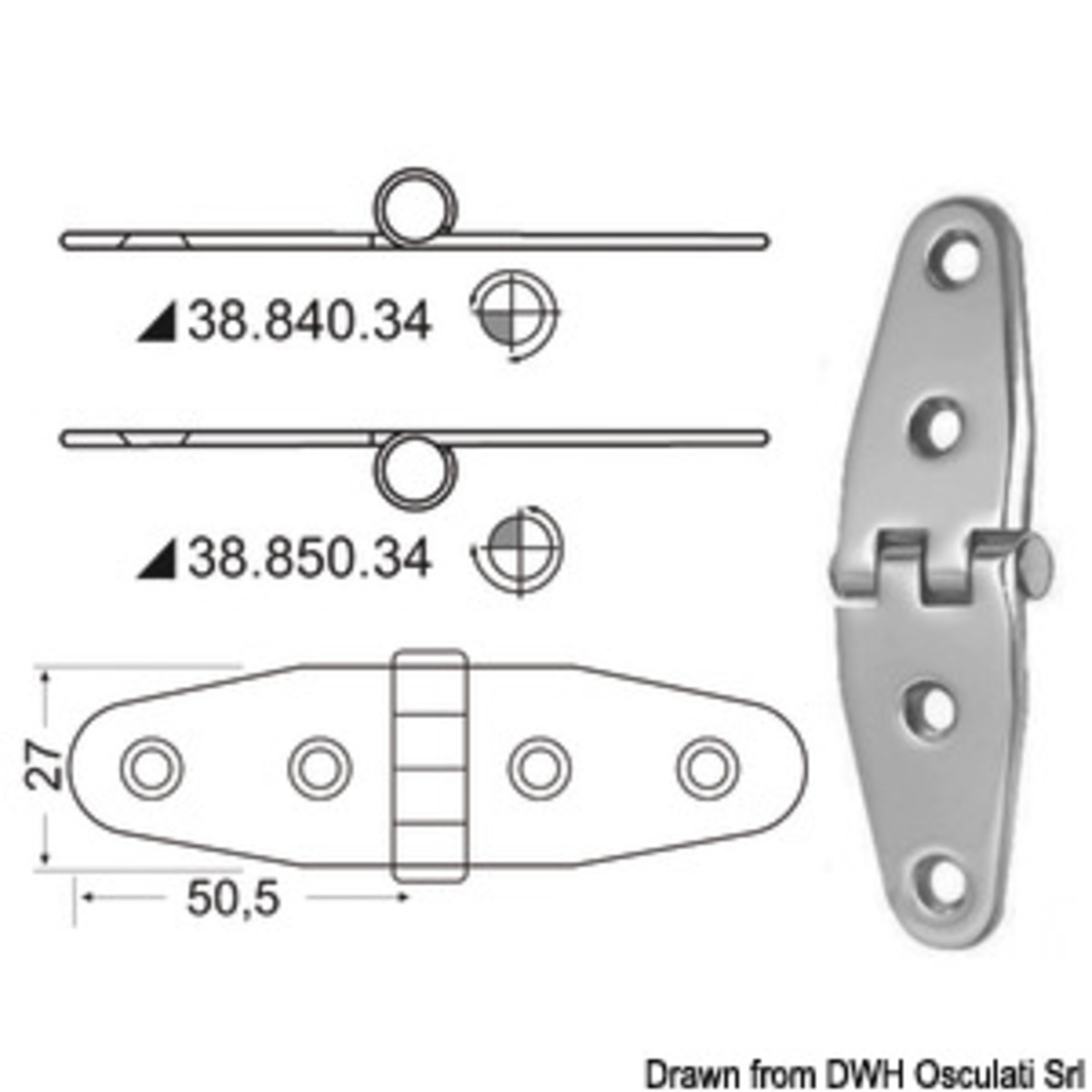 Charnière embrassée 2 mm - Charnière inversée en acier inoxydable