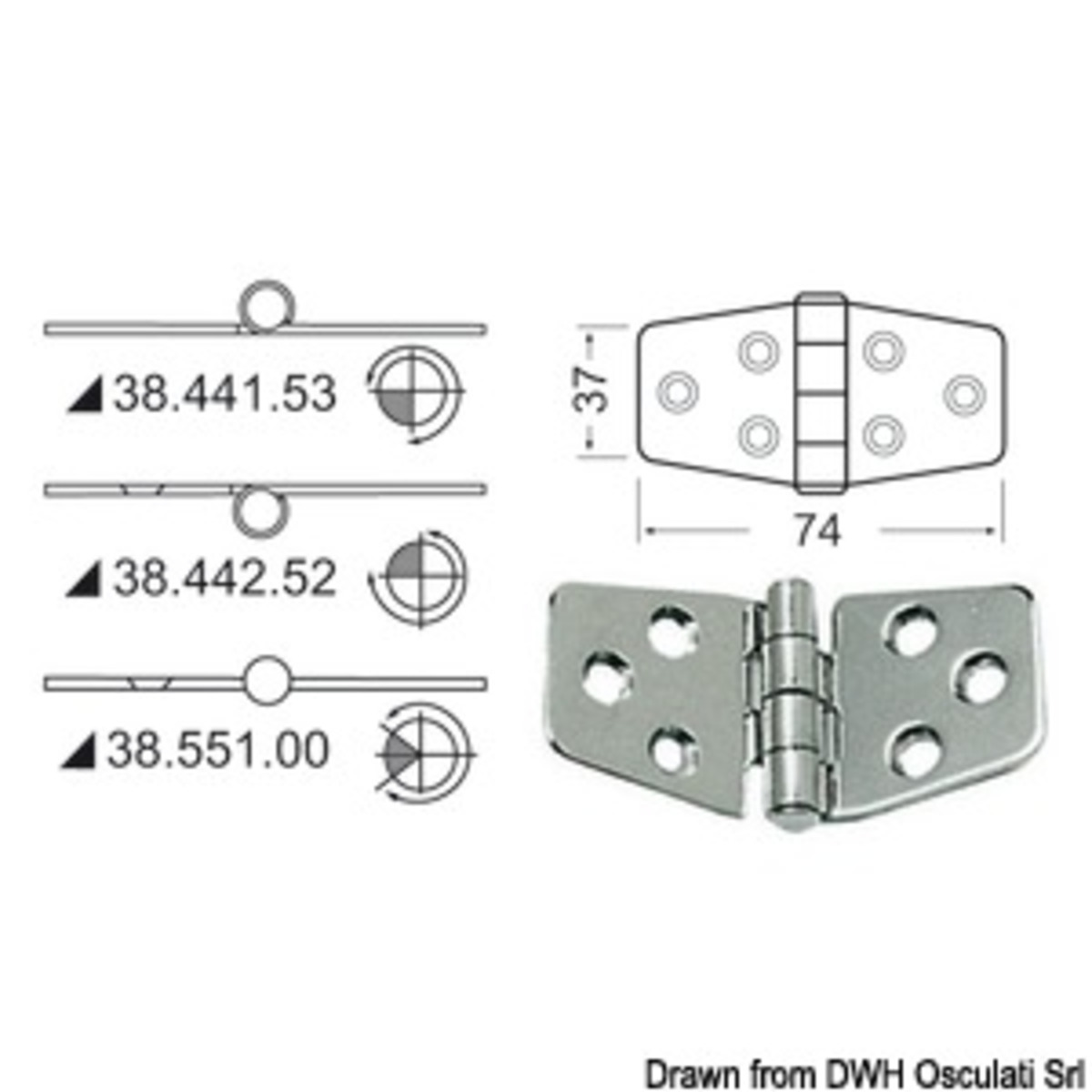 Charnière Embrassée 2 Mm - Fermeture éclair à noeud inversé 74x37 mm