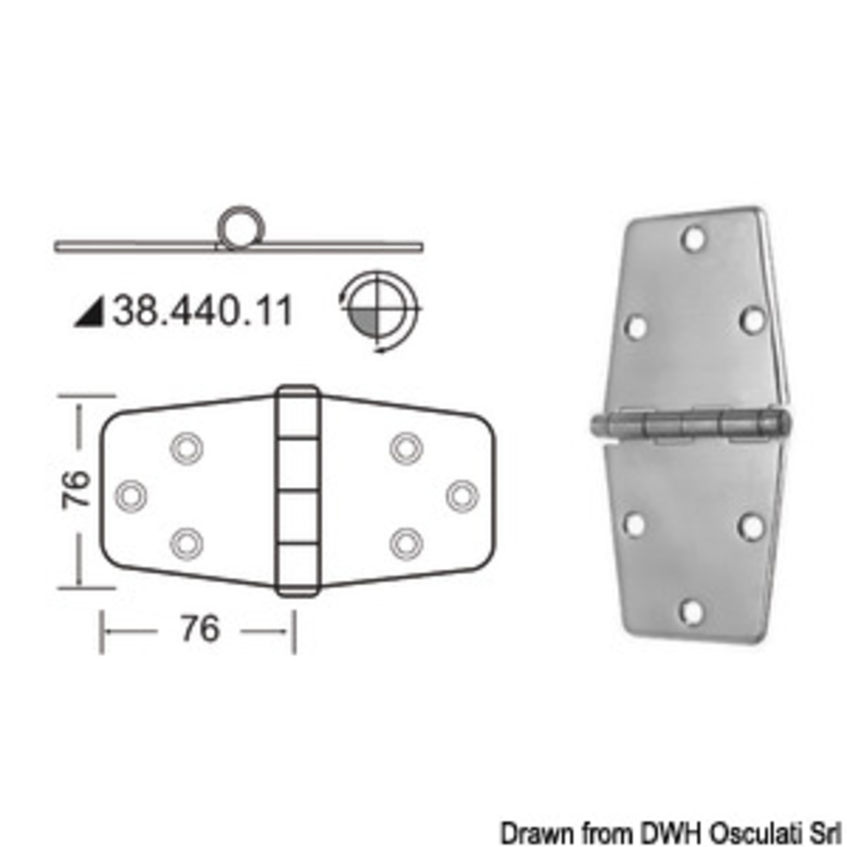 Charnière embrassée 2 mm - Fermeture éclair de 2 mm