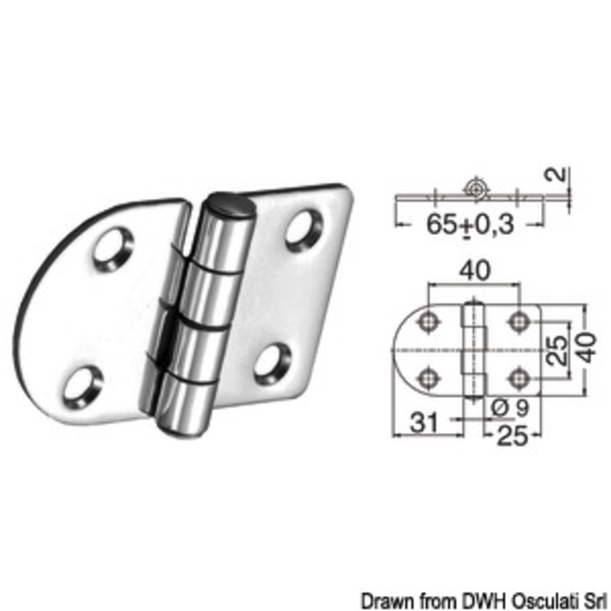 Charnière embrassée 2 mm - Fermeture éclair de 2 mm