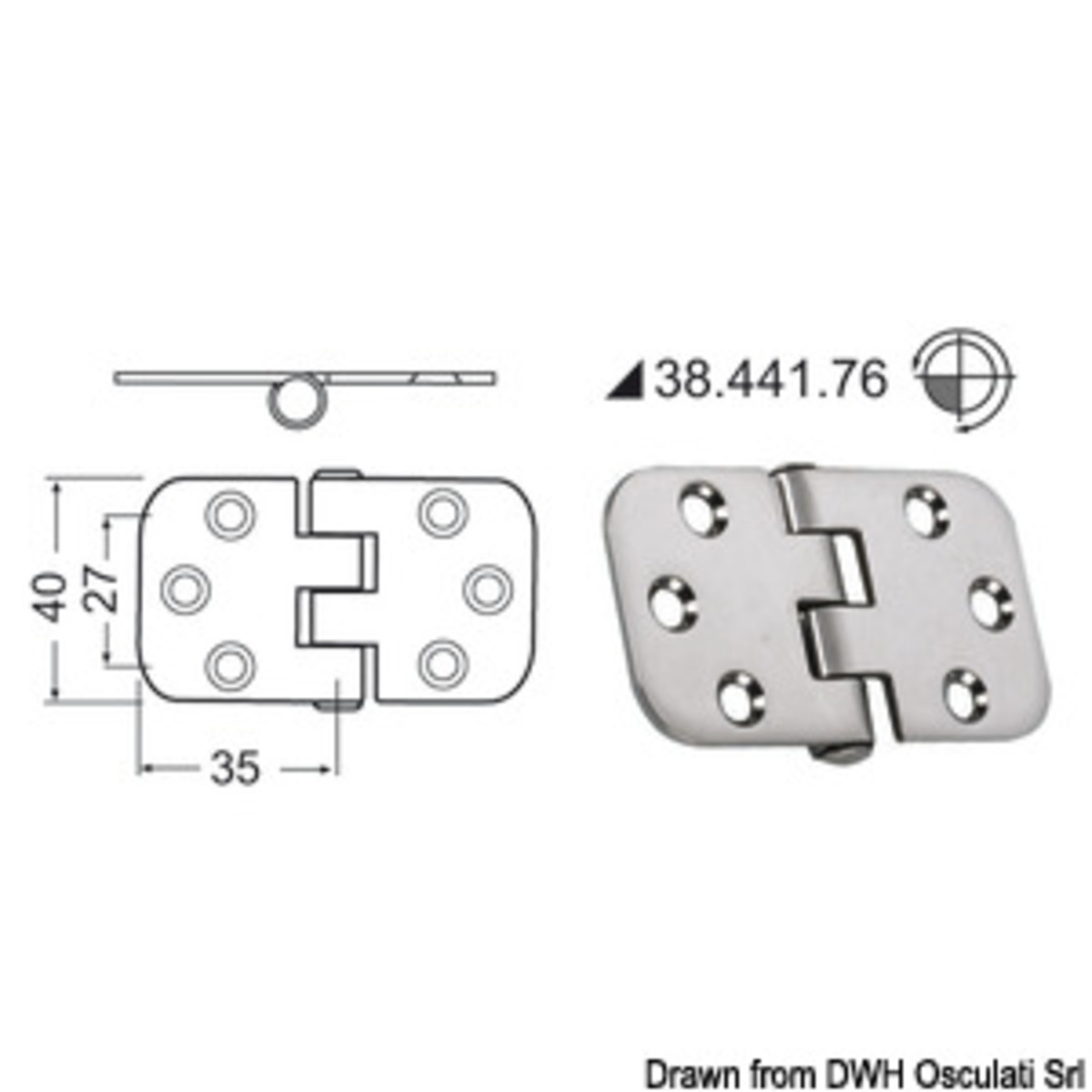 Charnière embrassée 2 mm - Fermeture éclair de 2 mm