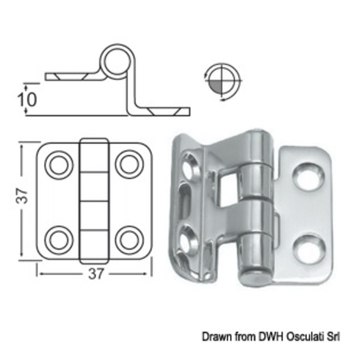 Charnière Cantilever Osculati 2mm - Charnière en porte-à-faux de 2 mm