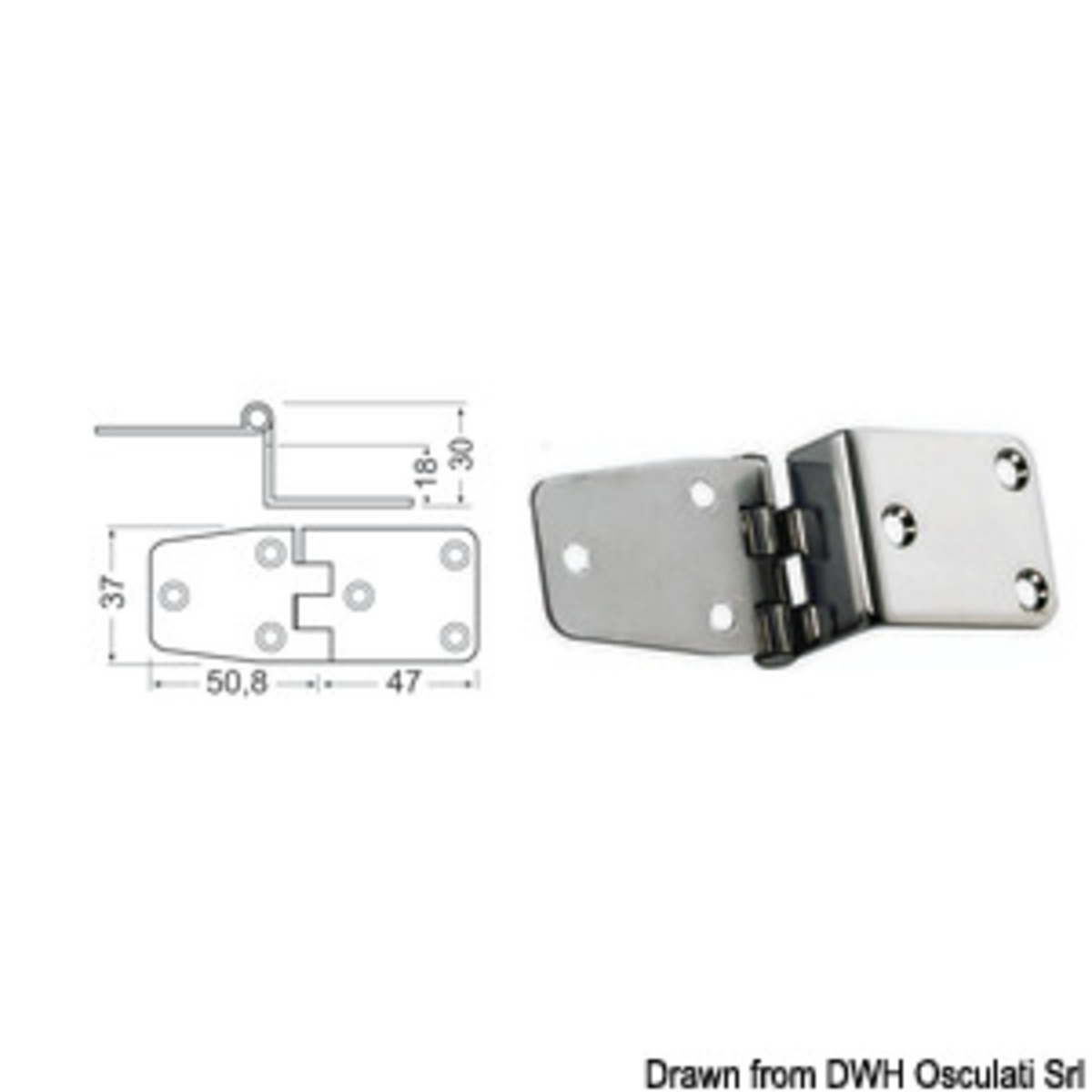 Charnière Cantilever Osculati 2mm - Charnière en porte-à-faux de 2 mm