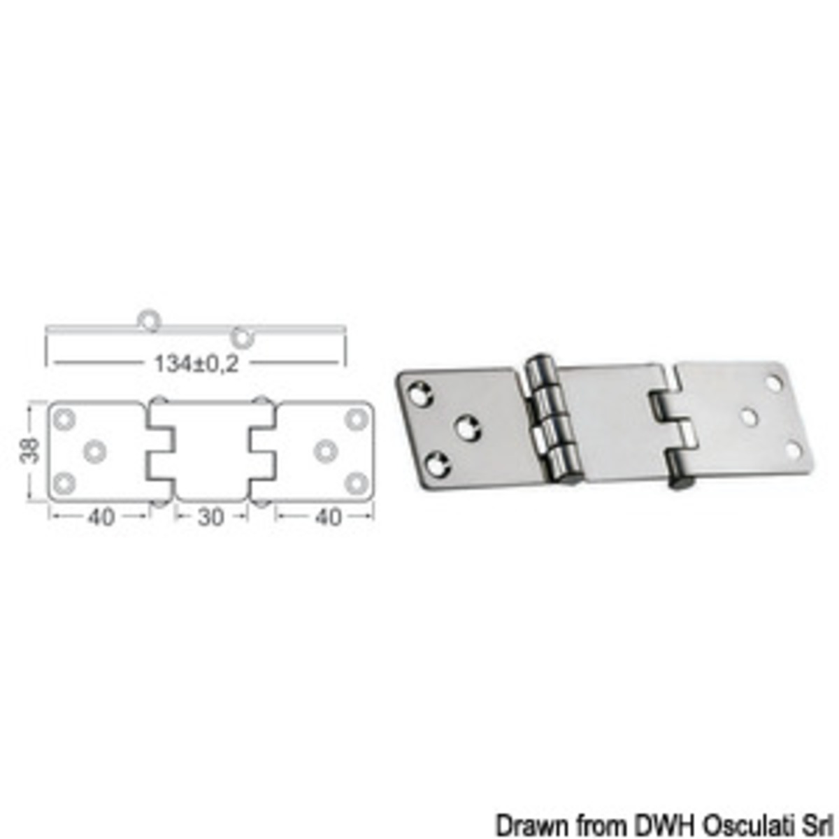 Charnière Cantilever Osculati 2mm - Charnière en porte-à-faux de 2 mm