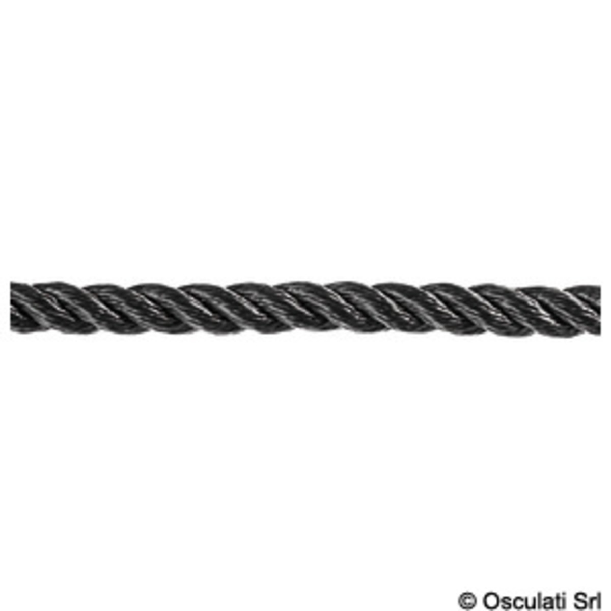 Corde en polyester torsadée à 3 épaisseurs haute ténacité Osculati - Corde noire 3 brins 28 mm