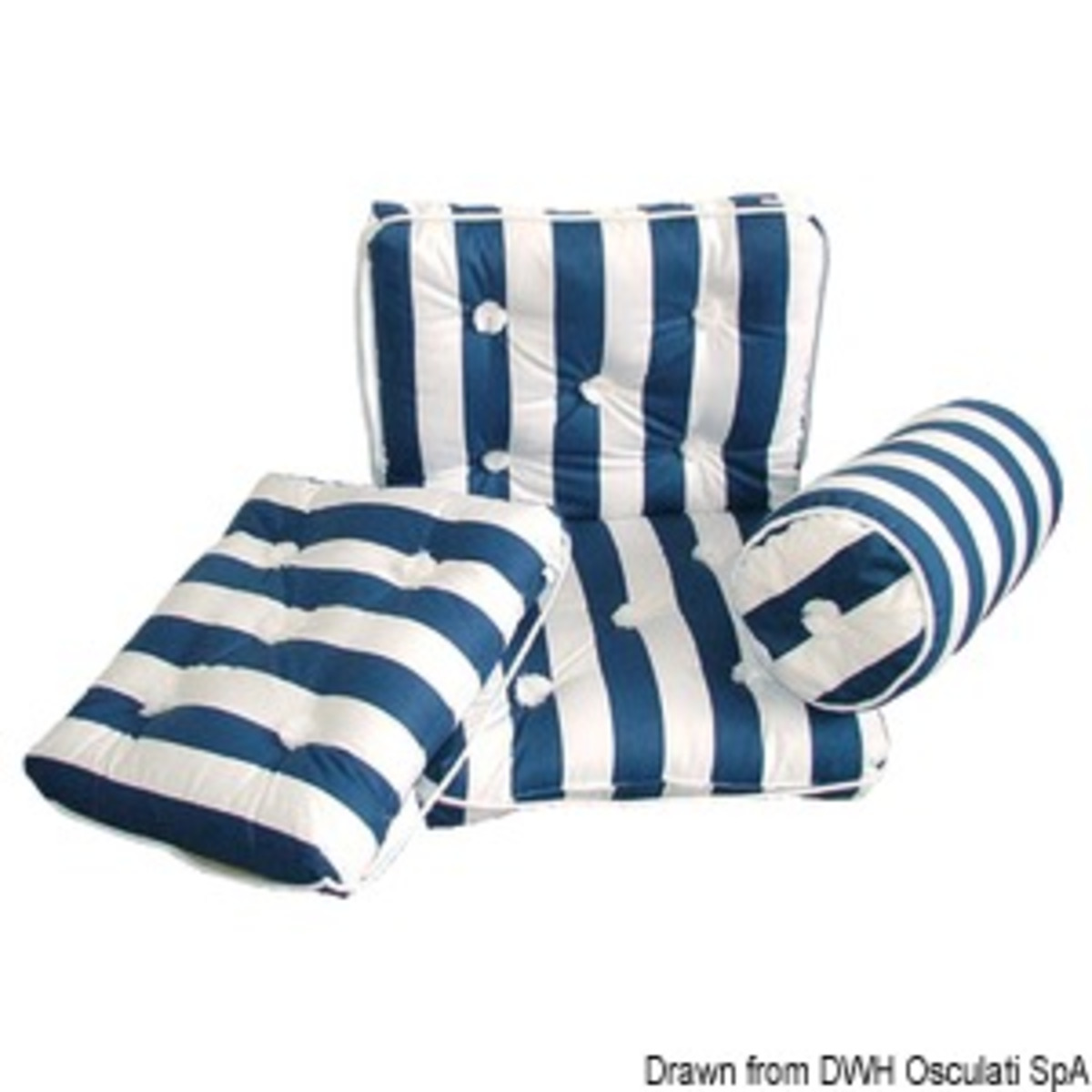 Osculati Cushions Made Of Water-proof Cotton - Roller cotton cushion blue/white stripe Ø190x440mm