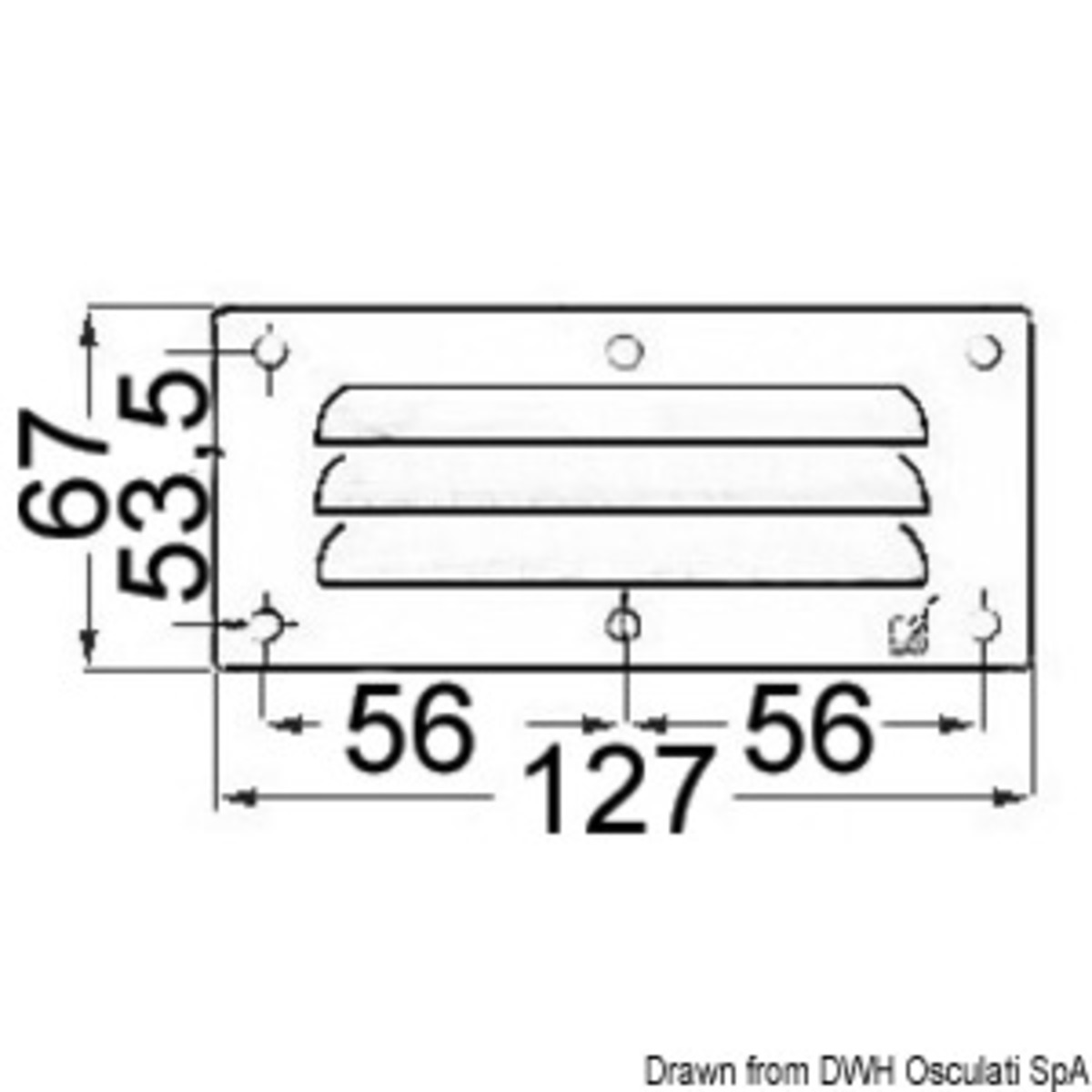 Grille de ventilation rectangulaire Osculati - Grille d'aération 67 x 127 mm + anti-moustique