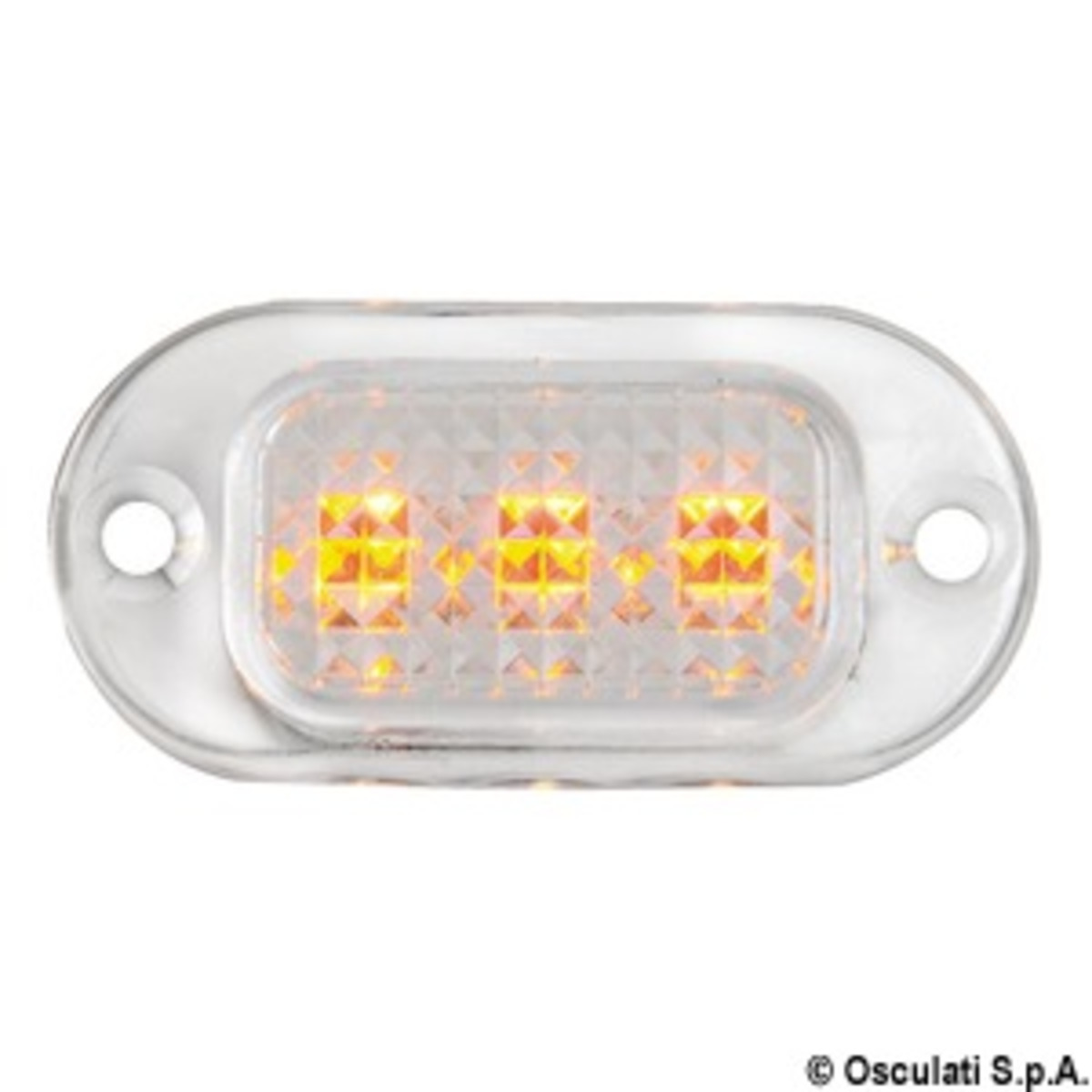 Osculati Led Courtesy Light For Recess Mounting - Frontal Orientation - Polycarbonate courtesy light 3 LEDs no metal ring