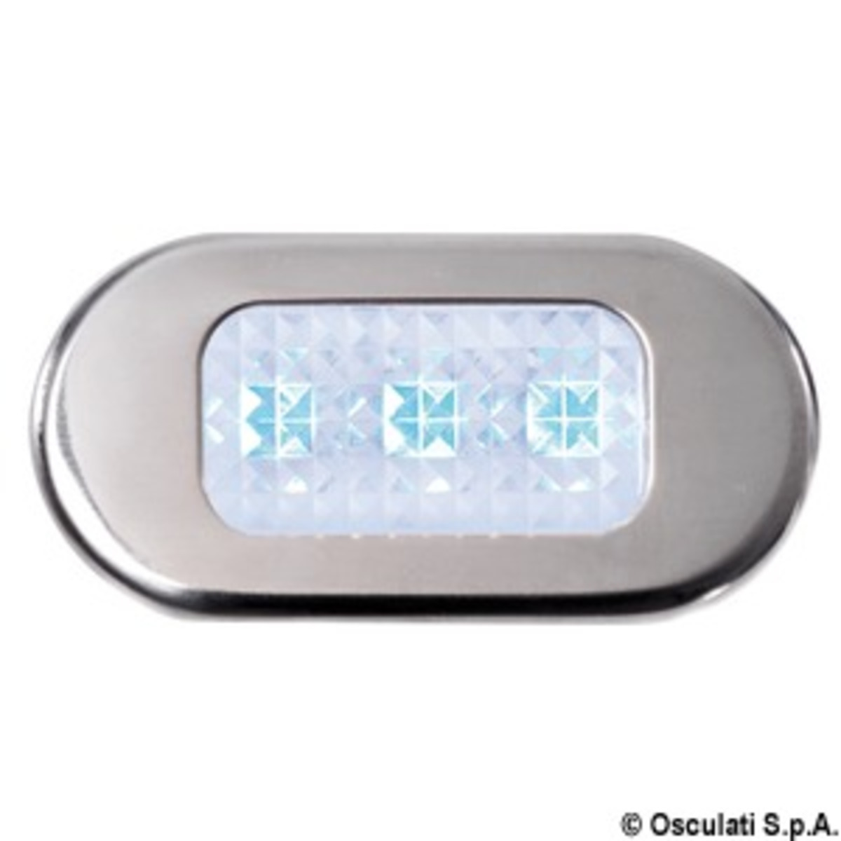 Osculati Led Courtesy Light For Recess Mounting - Frontal Orientation - Polycarbonate courtesy light 3 blue LEDs