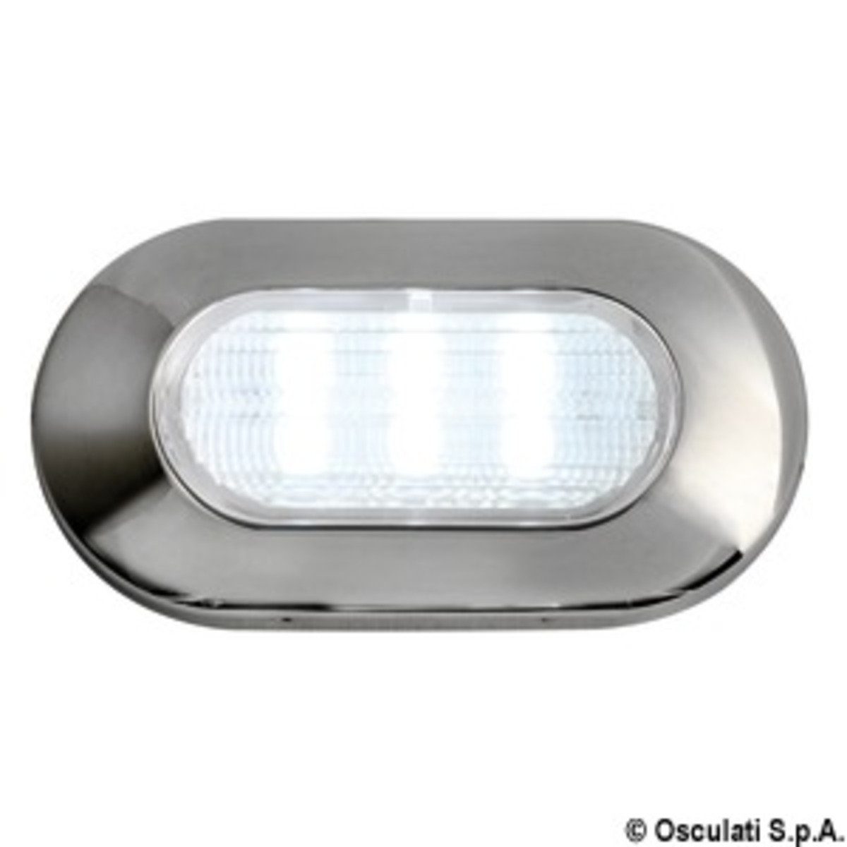 Osculati Led Courtesy Lightrecessless Version - Frontal Orientation - Oval, 6-led courtesy light blue