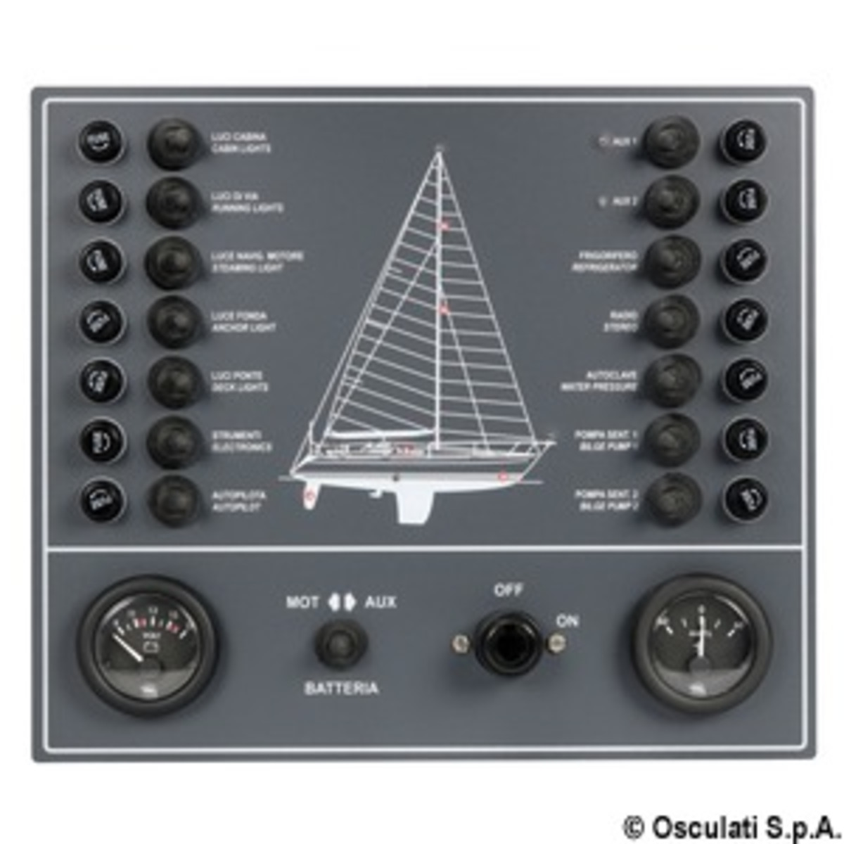 Osculati Electric Control Panel With 14 Switches - Electric control panel for sail boat 14 switches