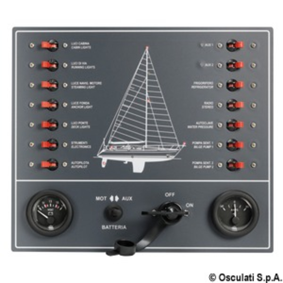 Panneau électrique Osculati avec 14 utilisateurs - Tableau disjoncteur pour voiliers