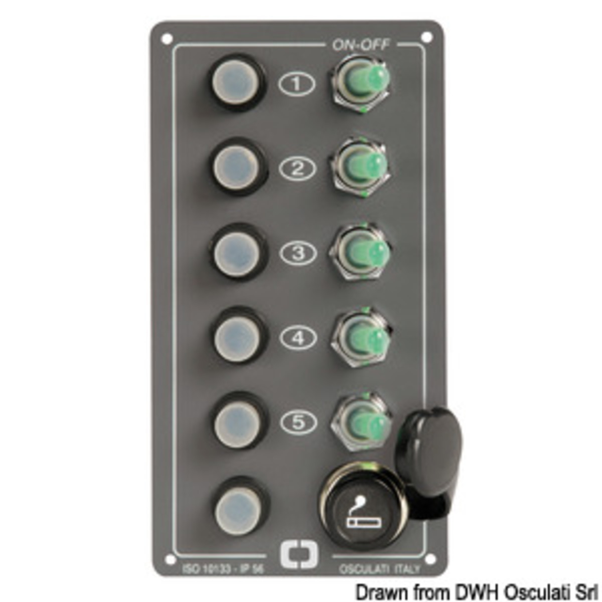 Osculati Elite Electric Control Panel - Elite control panel 5 switches + lighter plug