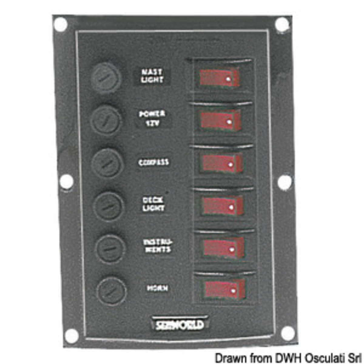 Osculati Nylon Control Panel - Vertical control panel w. 6 switches