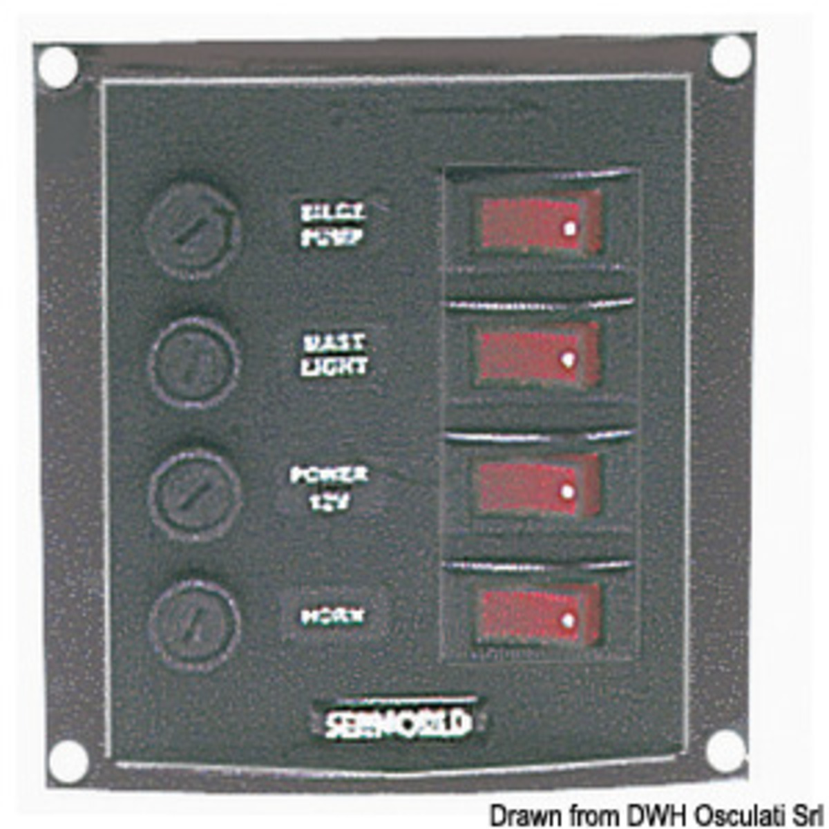 Osculati Nylon Control Panel - Vertical control panel w. 4 switches