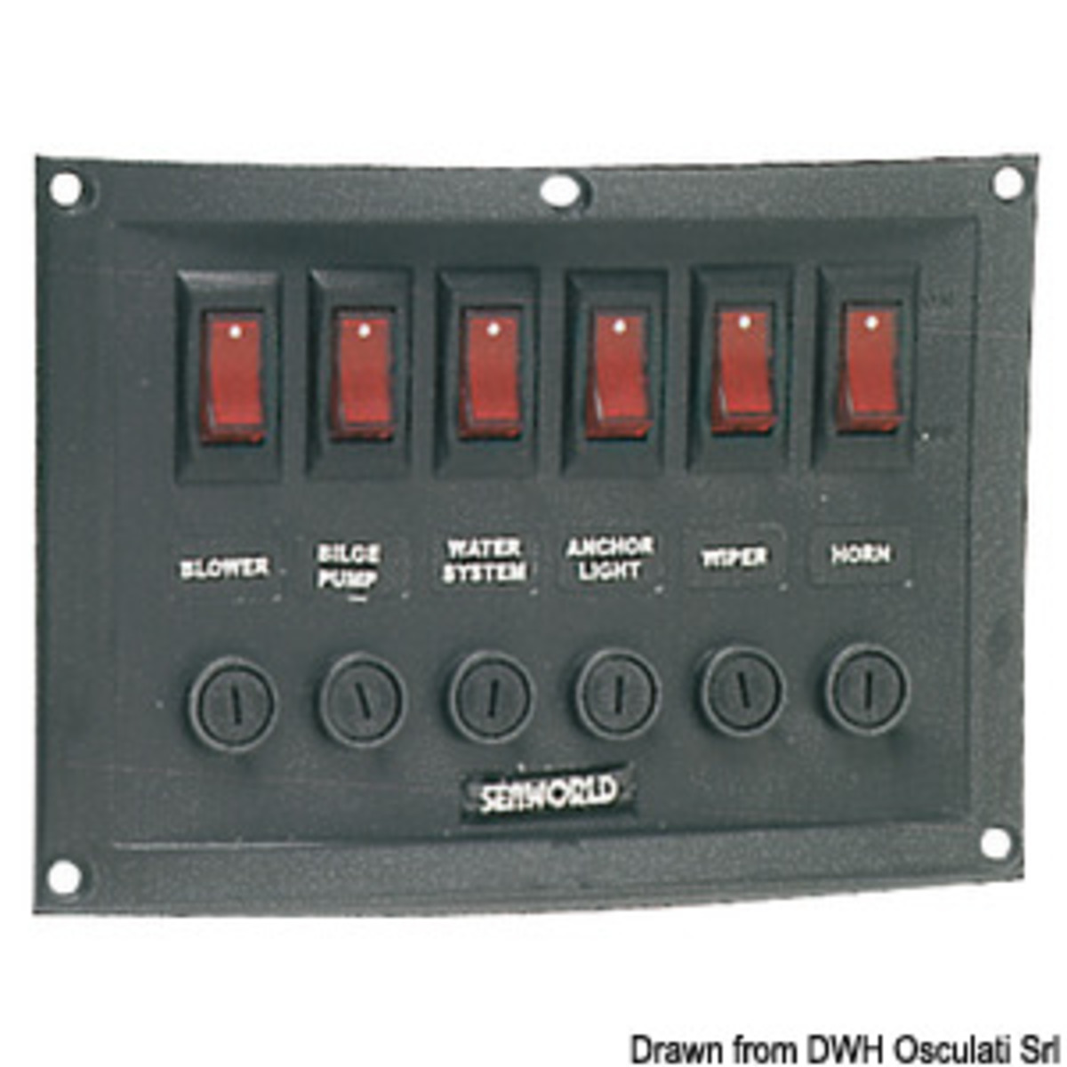 Osculati Nylon Control Panel - Horizontal control panel w. 6 switches