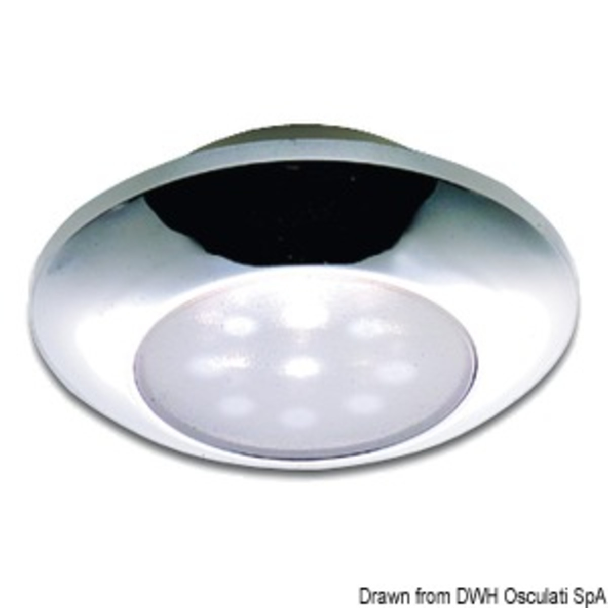 Osculati Led Ceiling Light For Recess Mounting - Watertight chromed ceiling light, white LED light