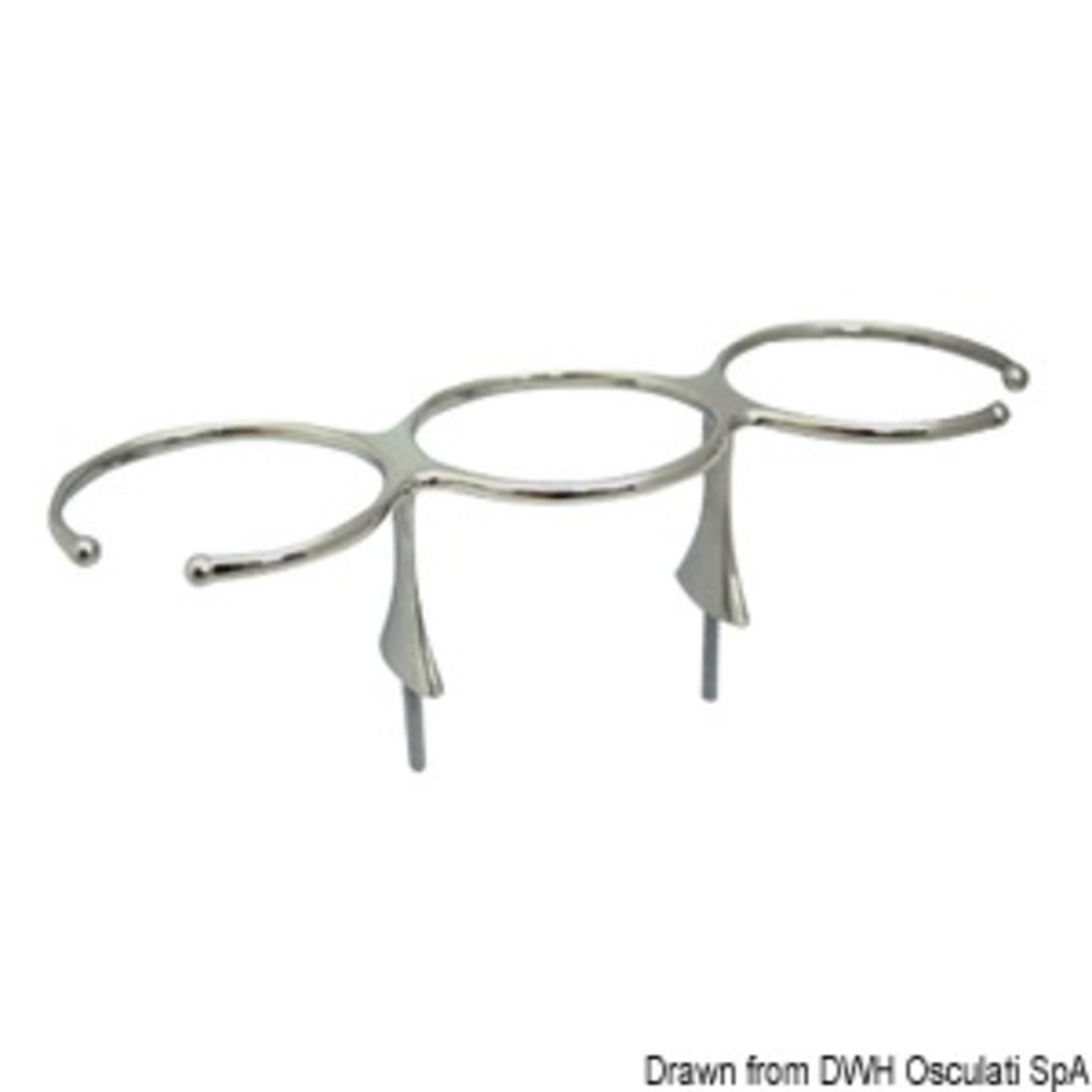 Osculati Glass Holders - 3 cup drink holder AISI 316 stud fixation