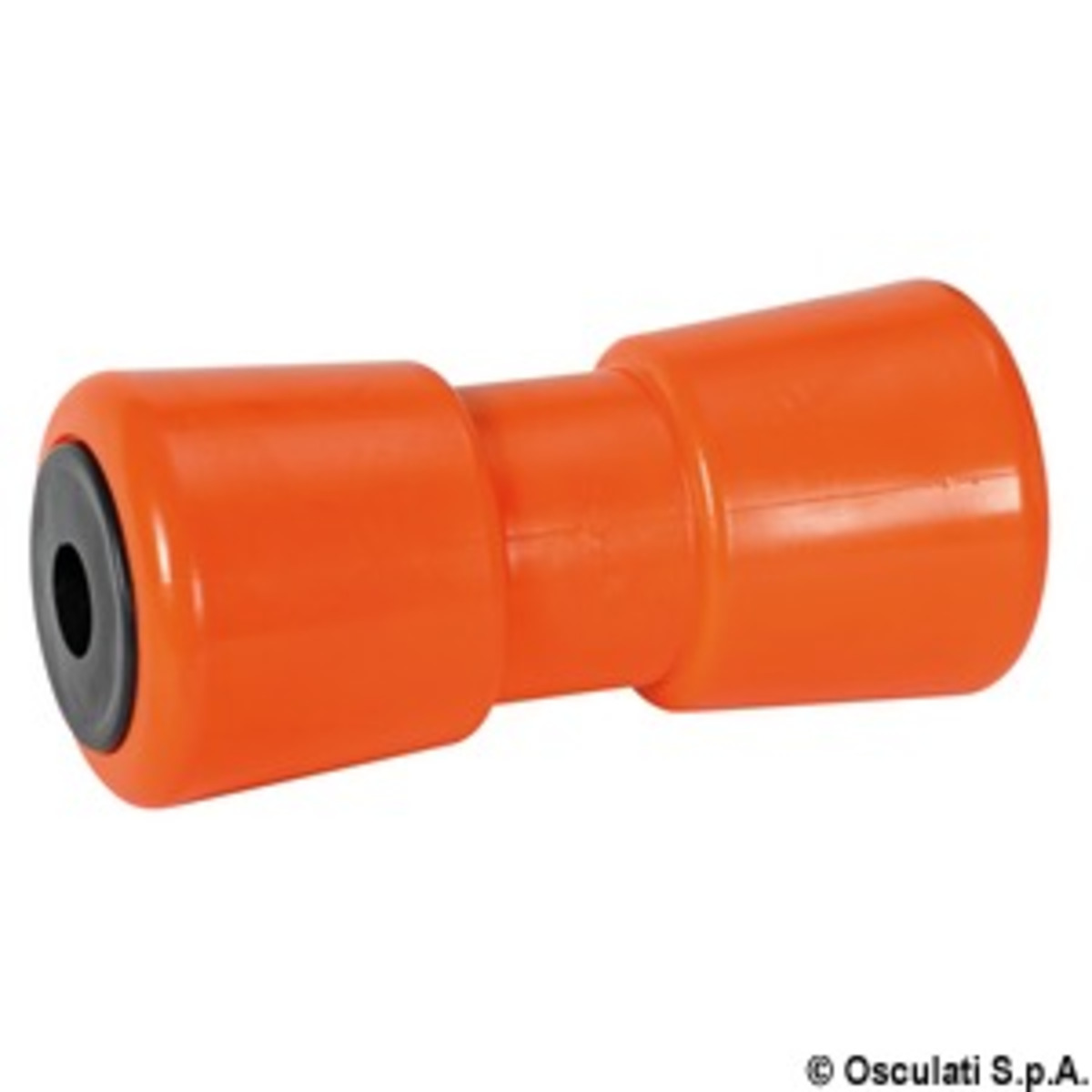 Rouleau de support de quille centrale Osculati avec noyau en acier et bagues en plastique - Galet central orange 185 mm Ø trou 21 mm