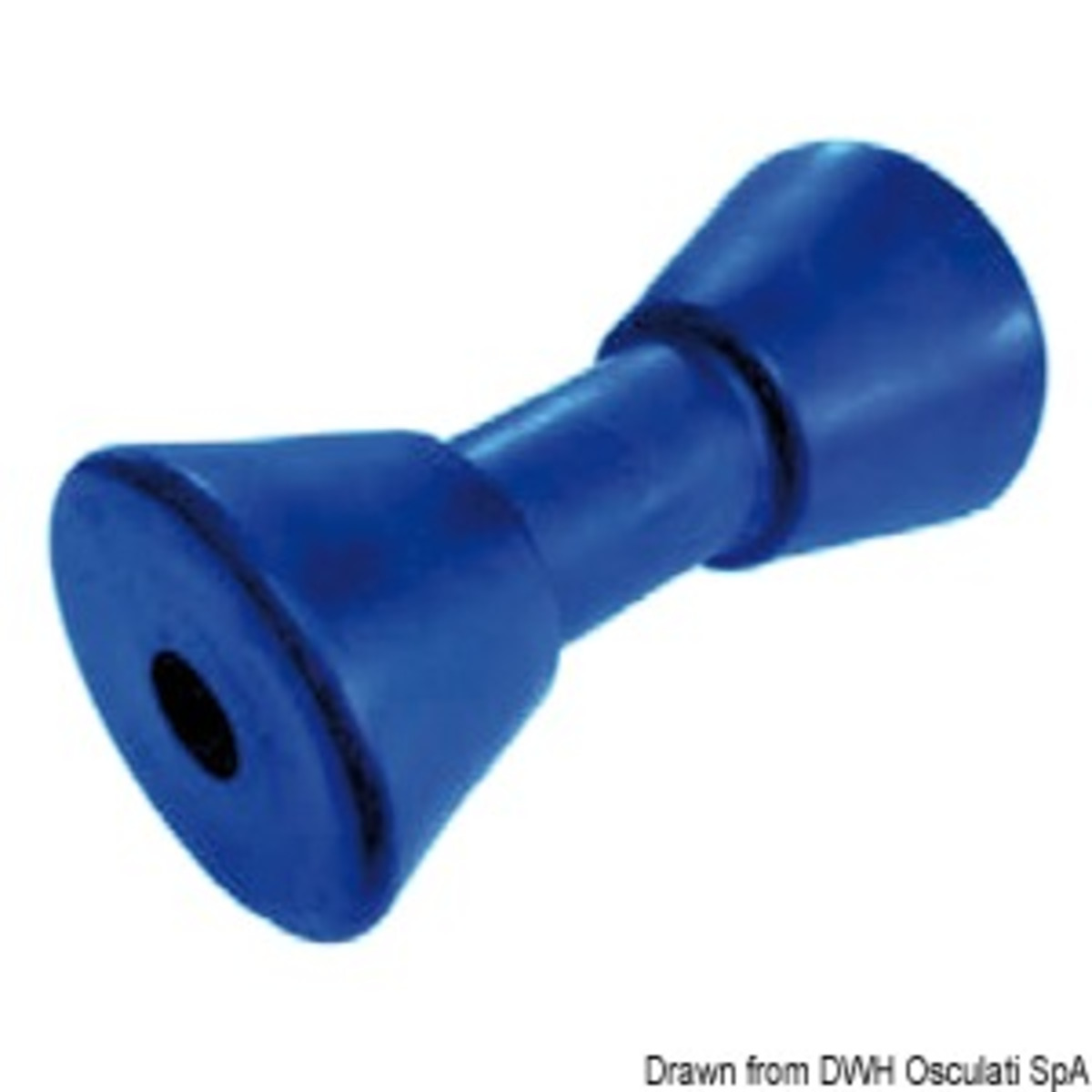 Rouleau de support de quille centrale Osculati avec noyau en acier et bagues en plastique - Galet central bleu 190 mm ø 21 mm