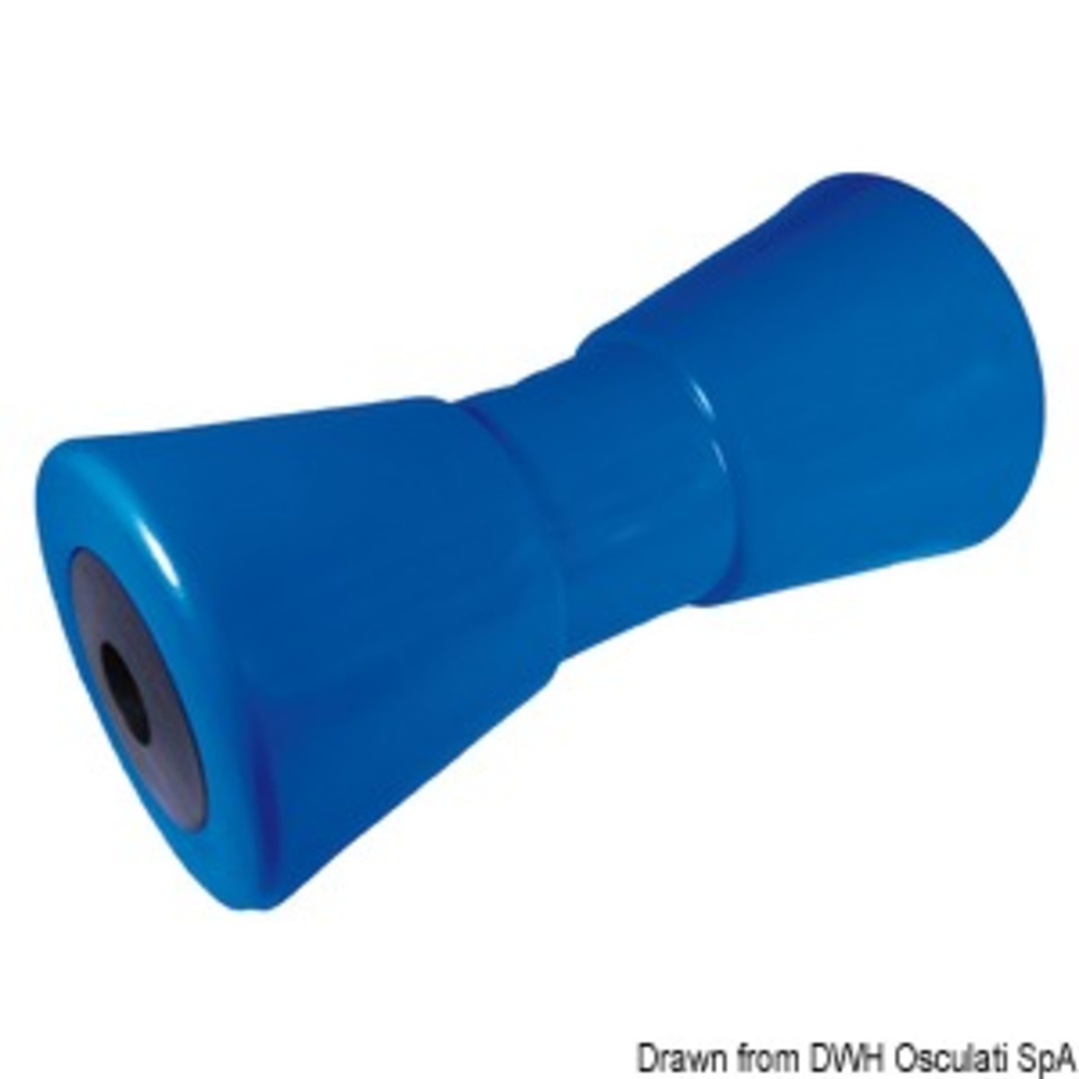 Rouleau de support de quille centrale Osculati avec noyau en acier et bagues en plastique - Galet central bleu 200 mm Ø trou 21 mm