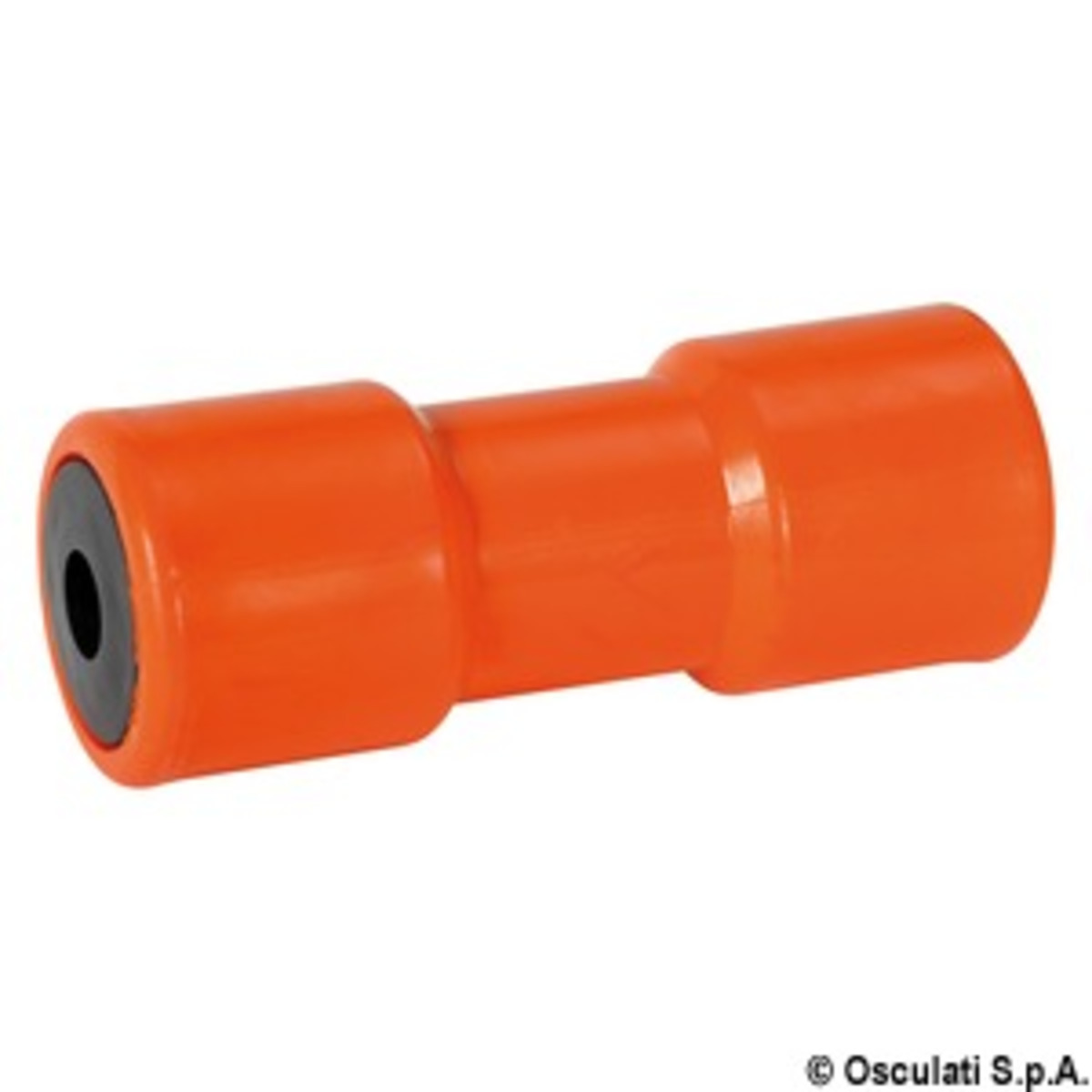 Rouleau de support de quille centrale Osculati avec noyau en acier et bagues en plastique - Galet central orange 200 mm Ø trou 21 mm