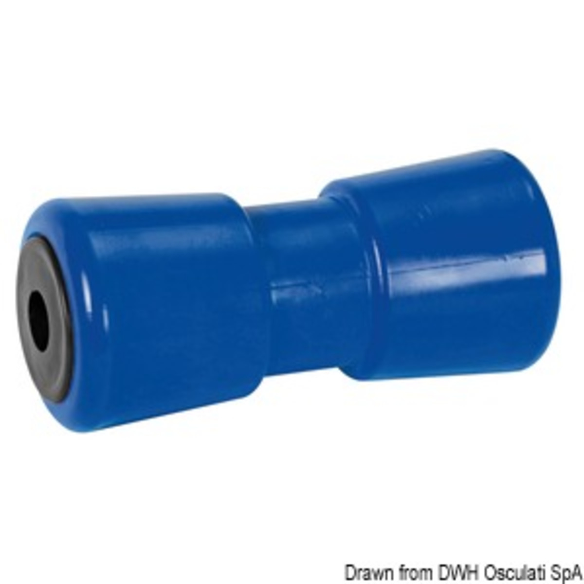 Rouleau de support de quille centrale Osculati avec noyau en acier et bagues en plastique - Galet central bleu 286 mm Ø trou 21 mm