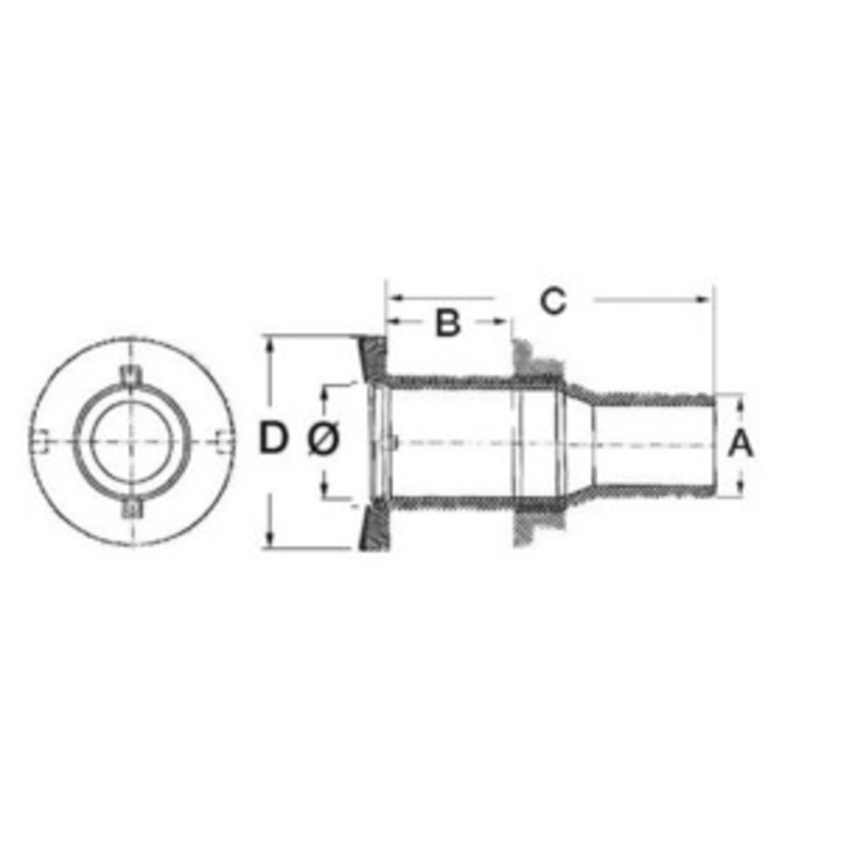 Osculati Flush Sea Décharge avec connecteur de tuyau - Drain de mer en acier inoxydable 1 pouce x 31 mm