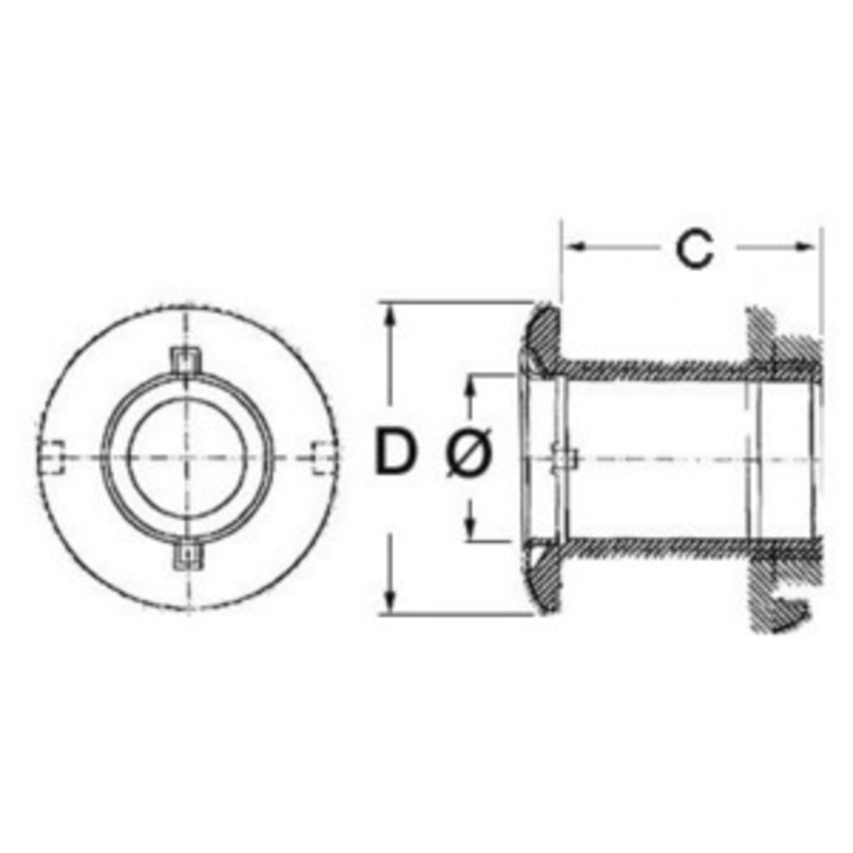 Osculati décharge à la mer tous les longs fils - Drain de mer en acier inoxydable 1 pouce 1/2 x 112 mm