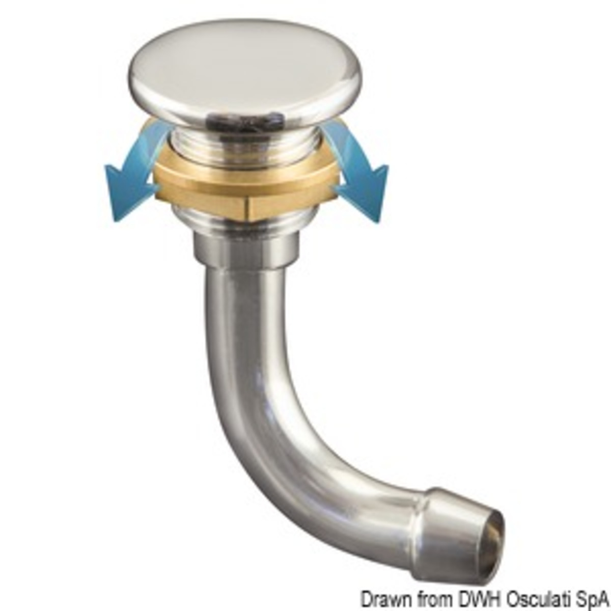 Reniflard de carburant Osculati en laiton chromé à chasse complète - Aération affleurante 90° 19 mm