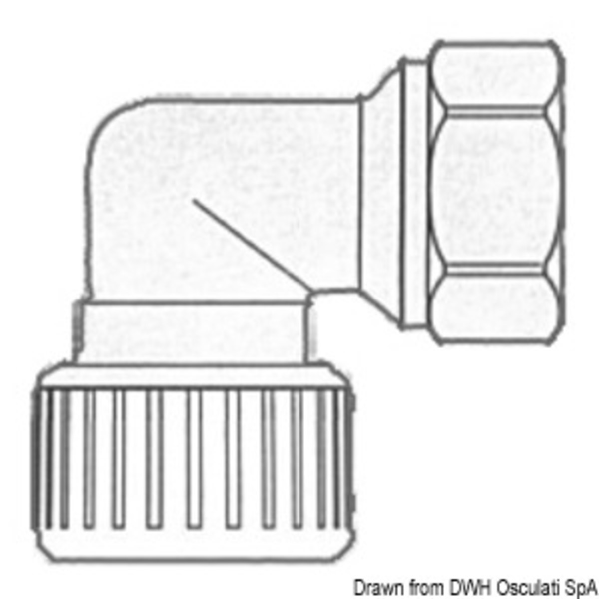 Système de raccords Osculati Hydrofix pour systèmes d'eau adapté à une température maximale de 70° - Coude Hydrofix femelle/femelle 1/2 pouce