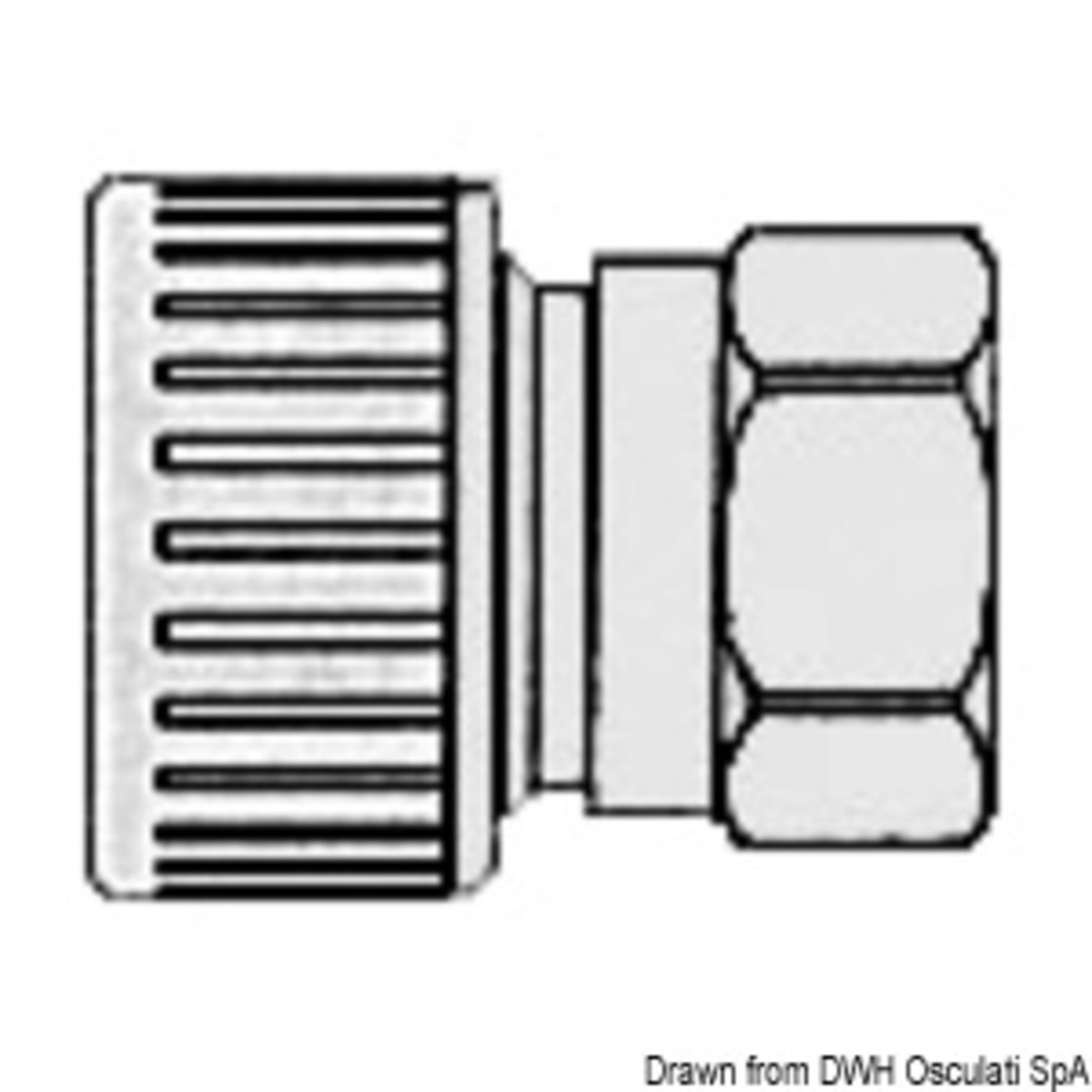 Système de raccords Osculati Hydrofix pour systèmes d'eau adapté à une température maximale de 70° - Raccord Hydrofix femelle/femelle 1/2 pouce 15 mm