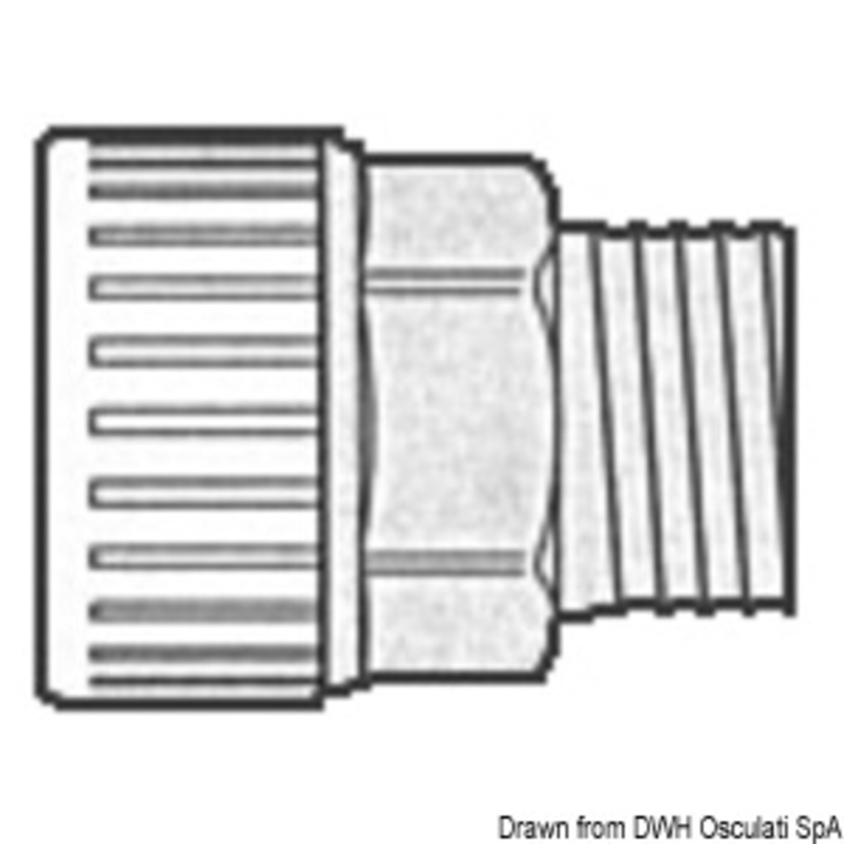 Osculati Hydrofix Sistema de accesorios para sistemas de agua adecuados para temperatura máxima 70° - Racor Hydrofix hembra/macho de 3/4 pulgadas 22 mm