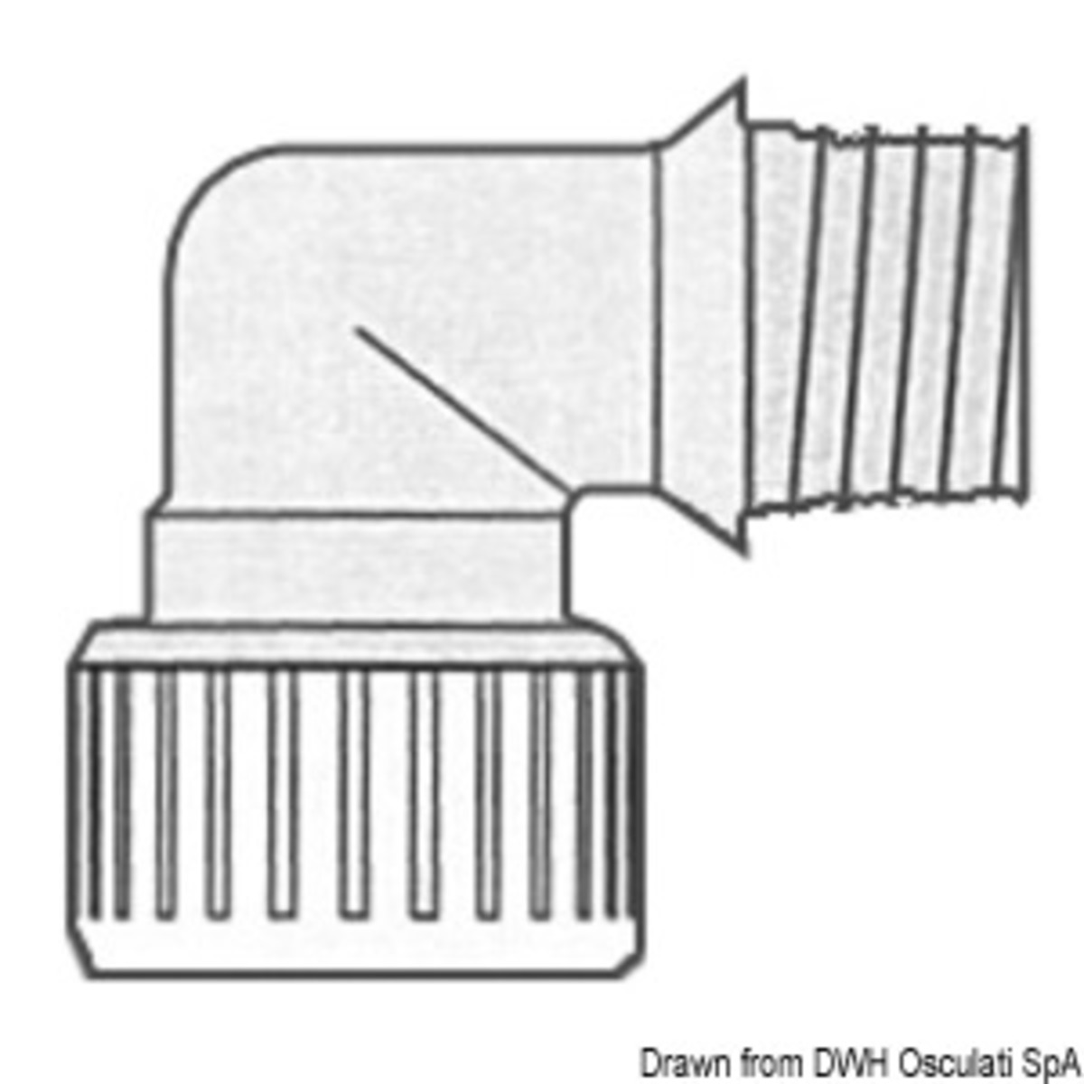 Système de raccords Osculati Hydrofix pour systèmes d'eau adapté à une température maximale de 70° - Coude Hydrofix femelle/mâle 1/2 pouce