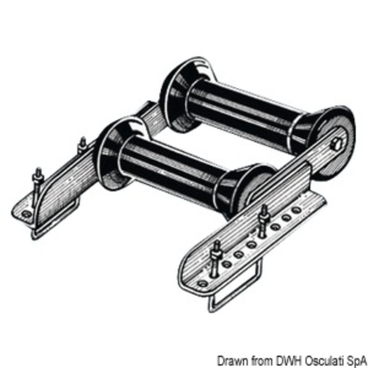 Osculati-Halterung mit hinterer Rolle - Doppelte 60 mm hintere Kipprolle